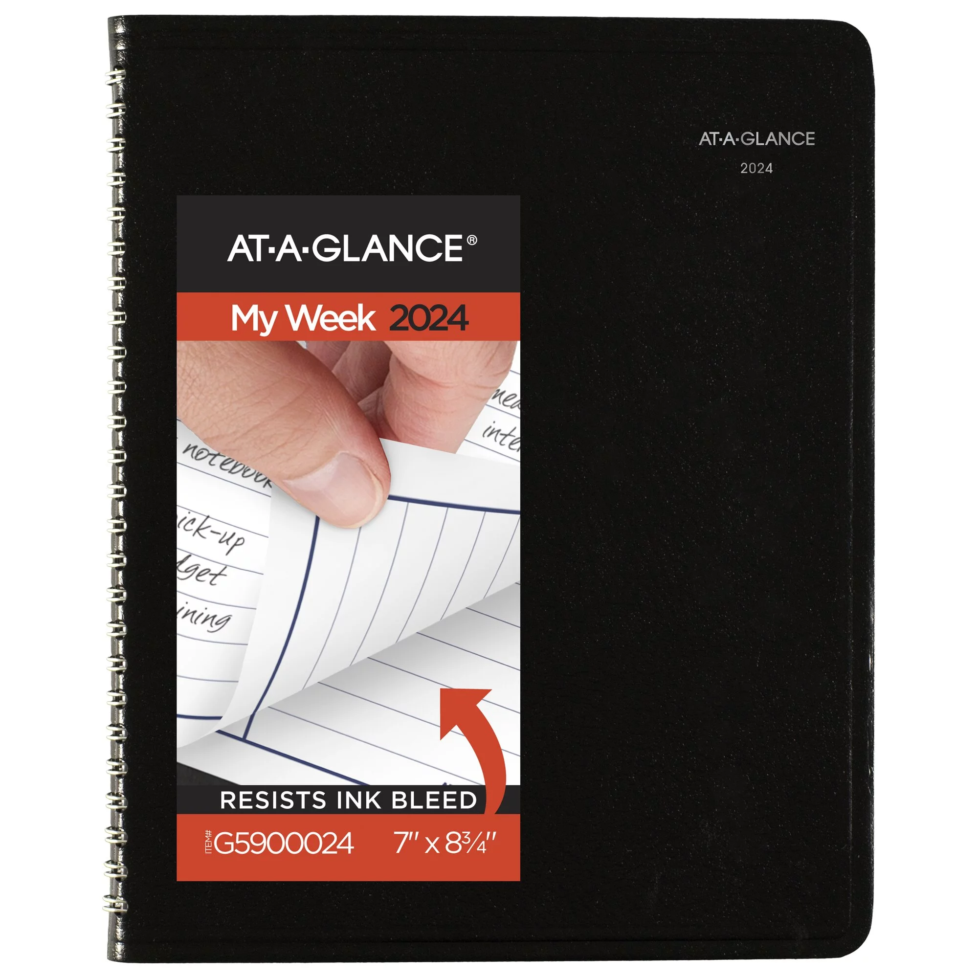 AT-A-GLANCE DayMinder 2024 Column Style Weekly Planner Black Medium 7 x 8 34 -