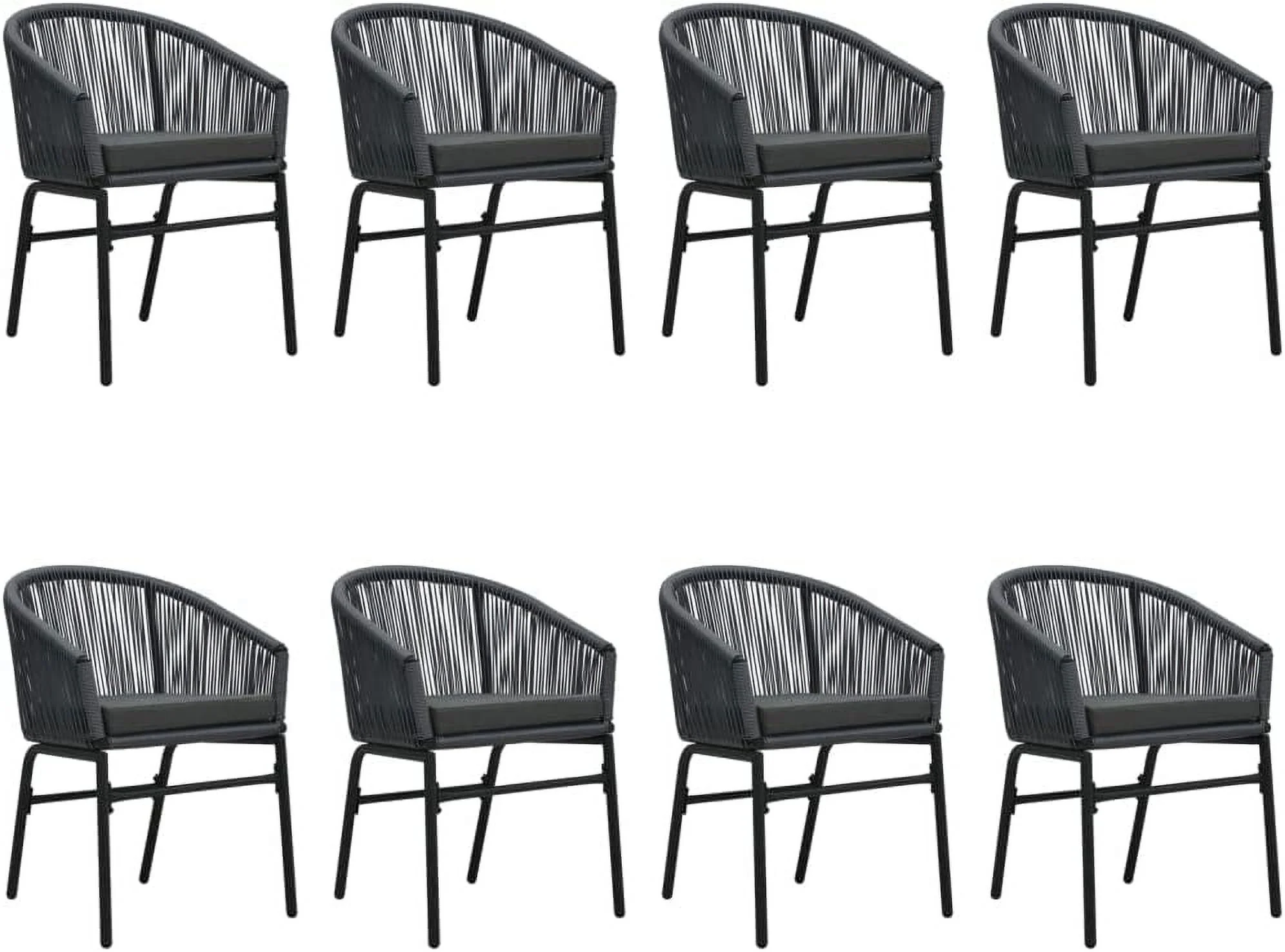 9 Piece Patio Dining Set Anthracite  with 1 x Table 8 x Chair 8 x Seat Cushion
