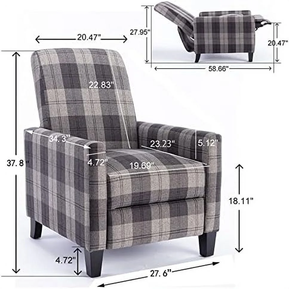 GFVCNIO Button Tufted Chair Club Chair  Comfy Recliner Chair with 4 Angle Adjustable Backrest  Cloth Chair Armchairs for Home Office  Elegant Upholstered Single Sofa with Striped Decor  G