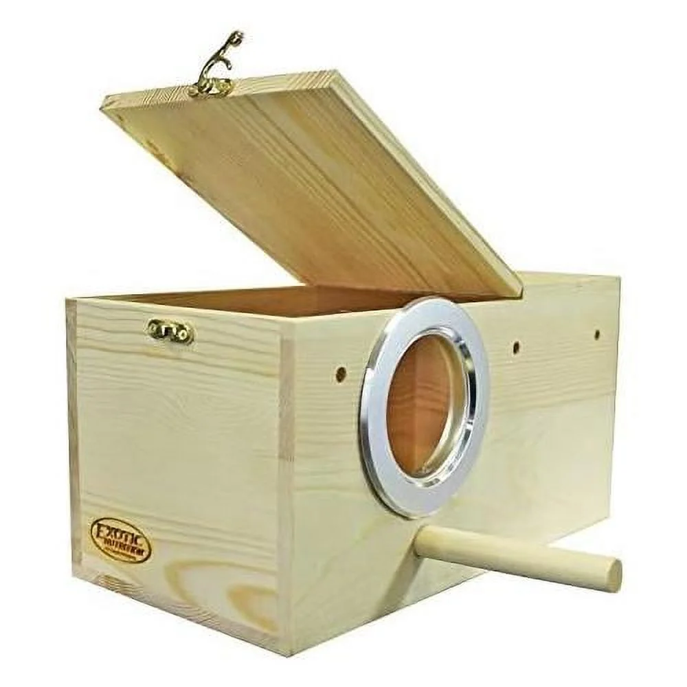 Sturdy Nest Box (M) - Cage Attachment, Hinged Lid, Perching Ledge - For Sugar Glider, Squirrel, Rat, Finch, Parakeet, Love, Parrotlet, Love, Canary, Cockatiel, Other s & Small Pets
