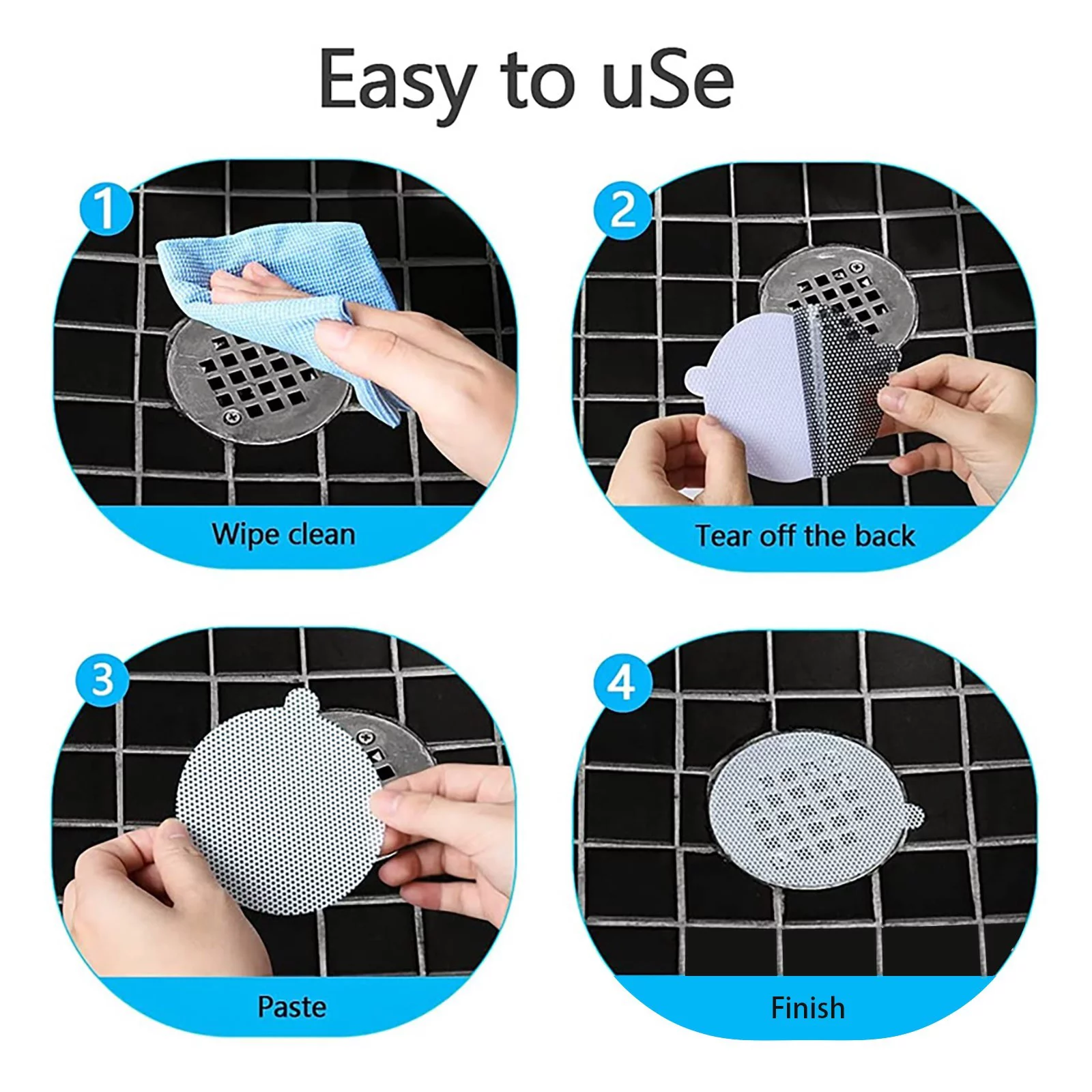 iju7gthy shower head holder black 4th of july Hair Shower Hair 10PCS，Disposable Mesh Catcher Catcher Stickers