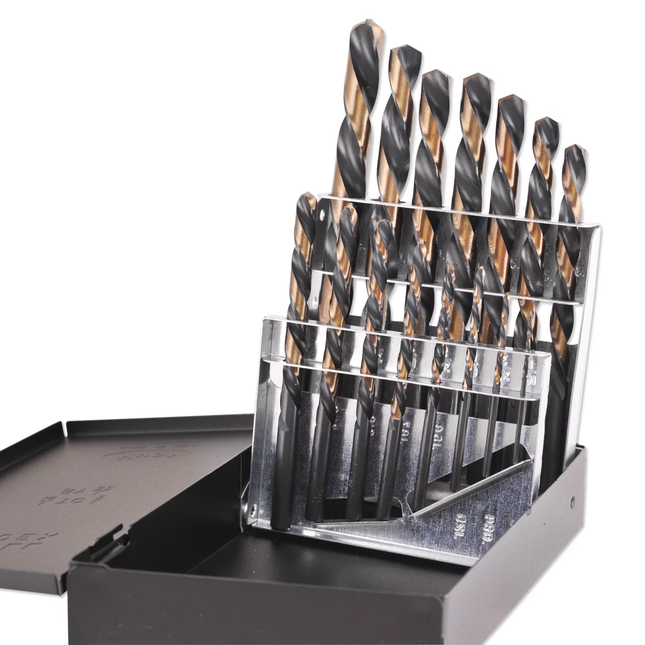 15 Piece Left Hand Drill Bit Set Black/Gold Finish Hss Split Point