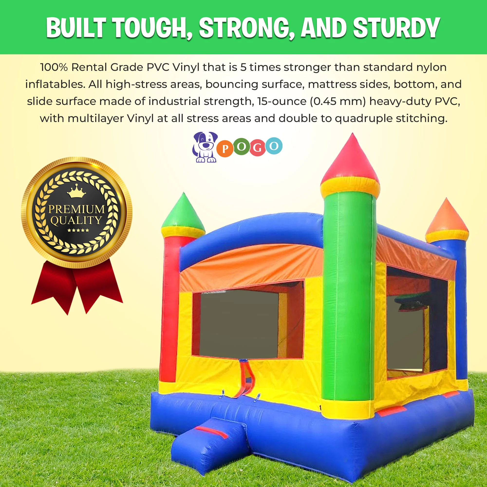 Pogo Bounce House Crossover Inflatable Bounce House, Rainbow Jumper, No Blower