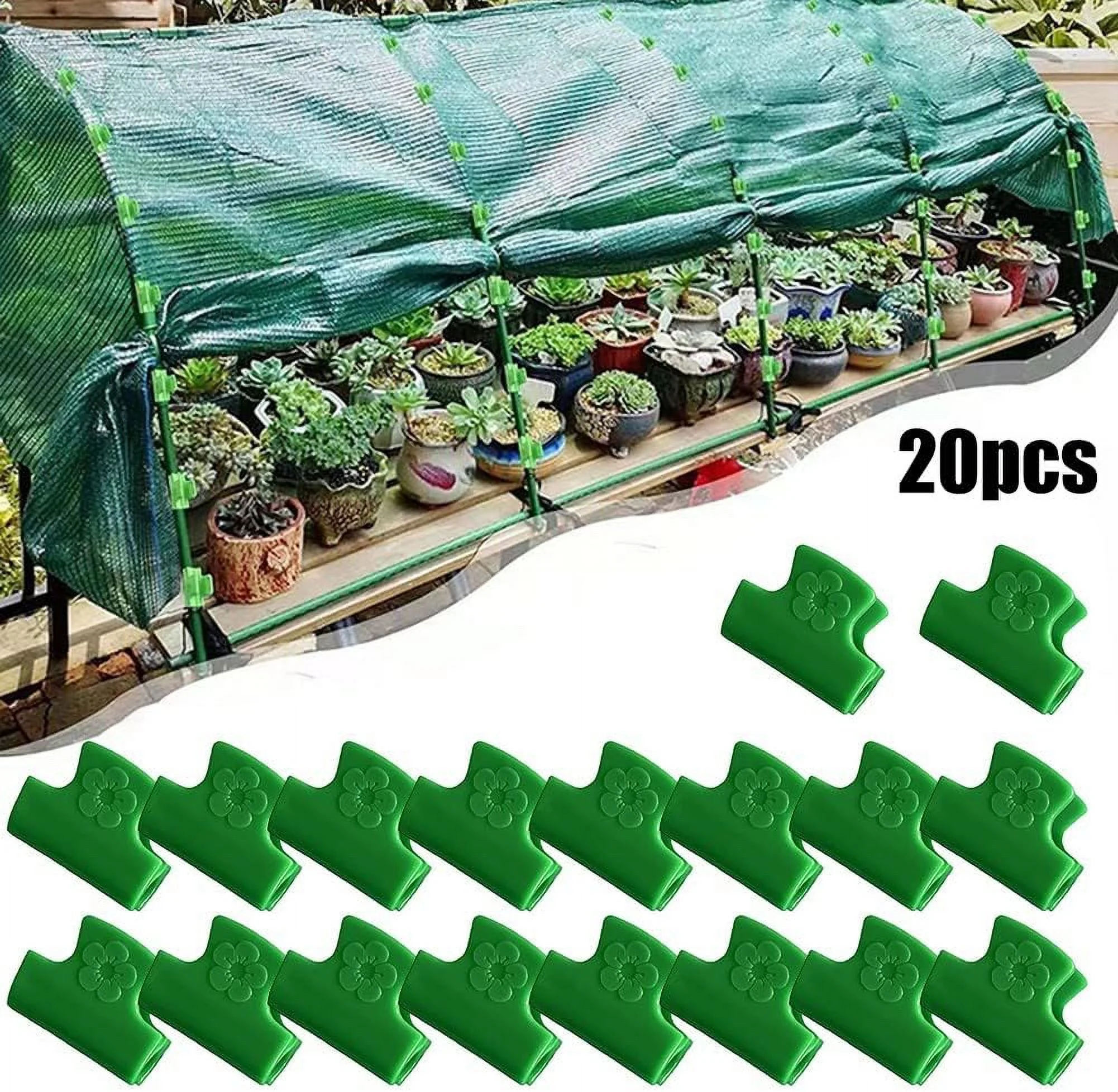 Cumbed 20pcs Greenhouse Pipe Clamps, Plant Clips, Plant Stakes Greenhouse Garden Netting Hoop Clips Tool, Film Row Cover Netting Tunnel Hoop Clip