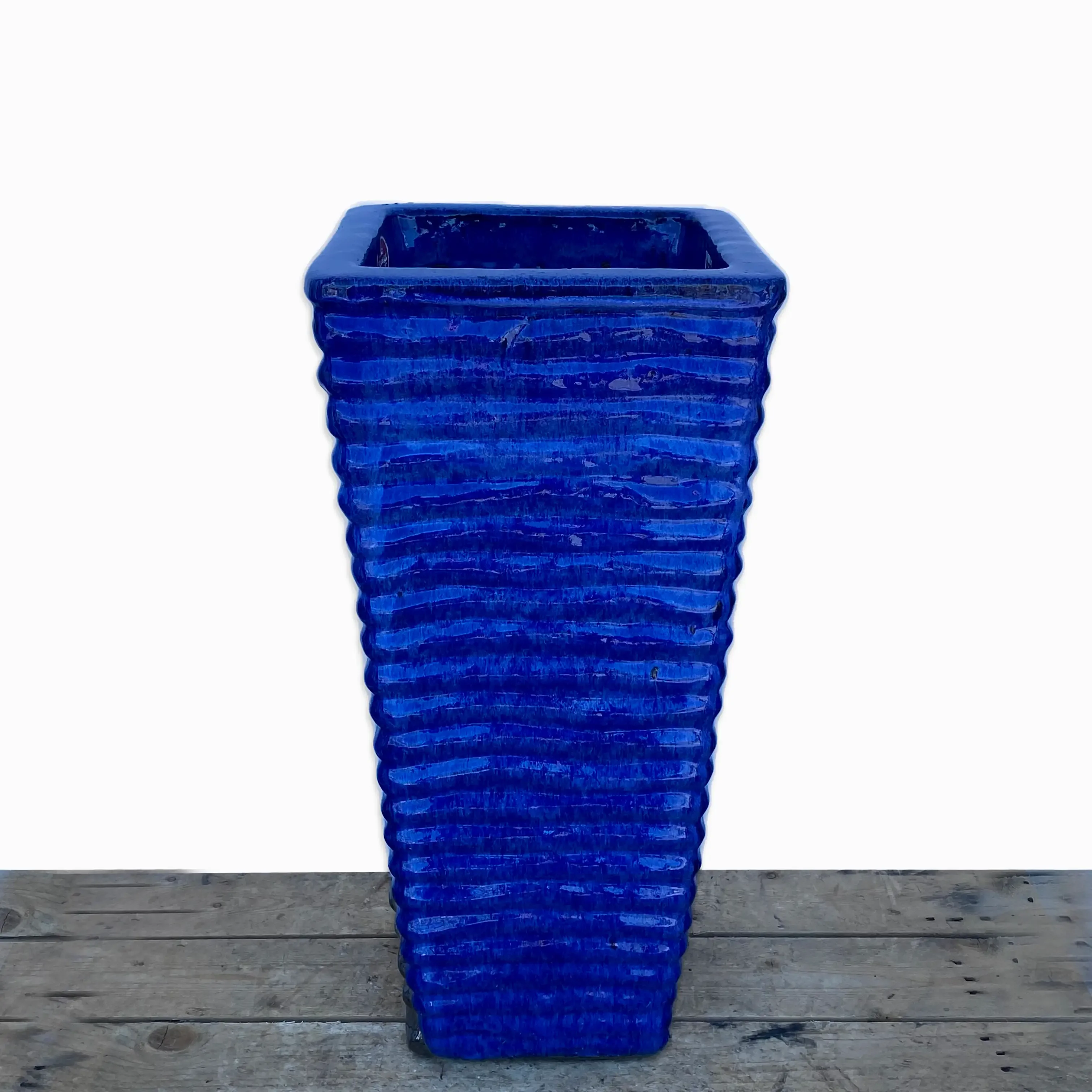 Blue Ripple Wedge Planter - Handcrafted Pot for Stylish Home Decor - Indoor/Outdoor Use