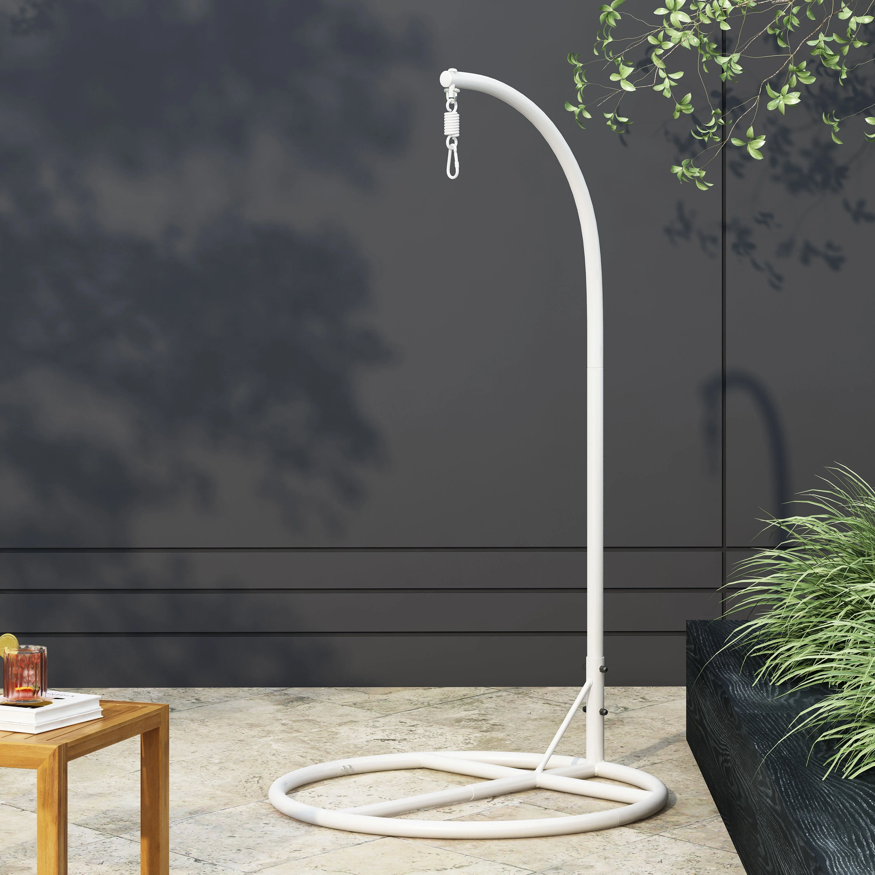 Indoor/Outdoor Hanging Chair Accessory - Powder-Coated Iron Stand with Safety Belt for Ultimate Relaxation