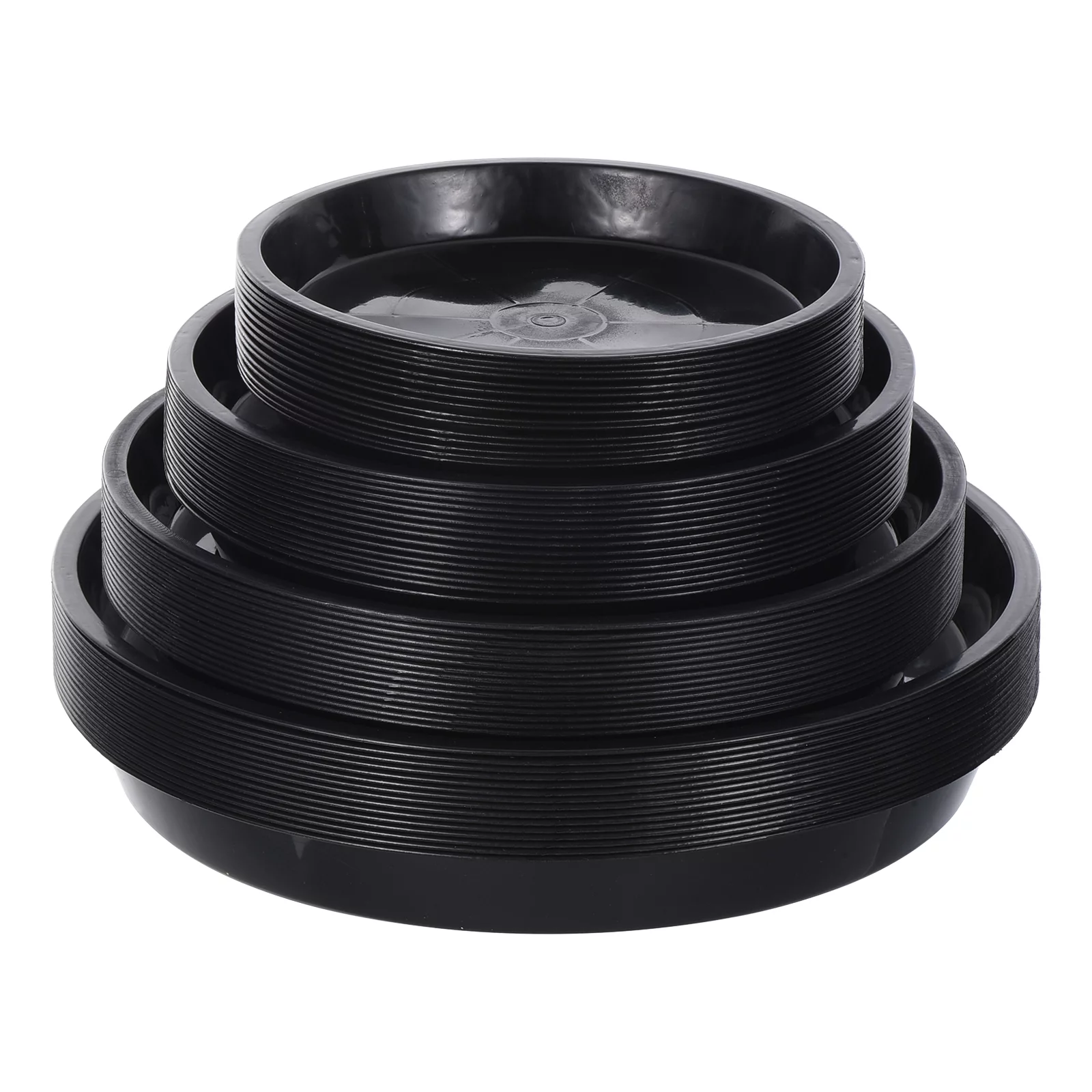 Uxcell Plastic Plant Saucer 6/8/10/12 Inch Plant Tray for Pot Round Plant Dish Plant Drip Trays Water Tray Black 60 Pack