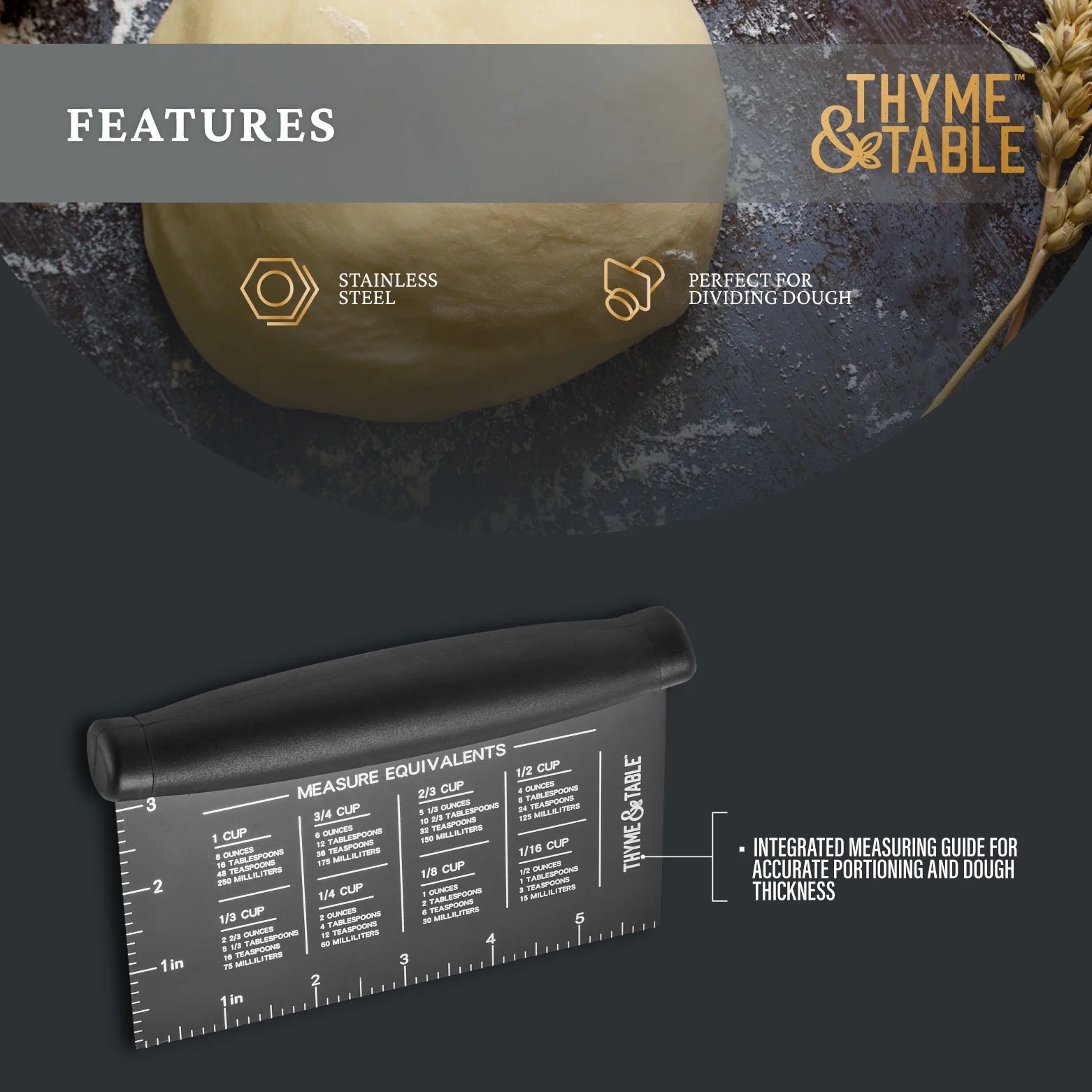 Thyme & Table Stainless Steel Bench Scraper