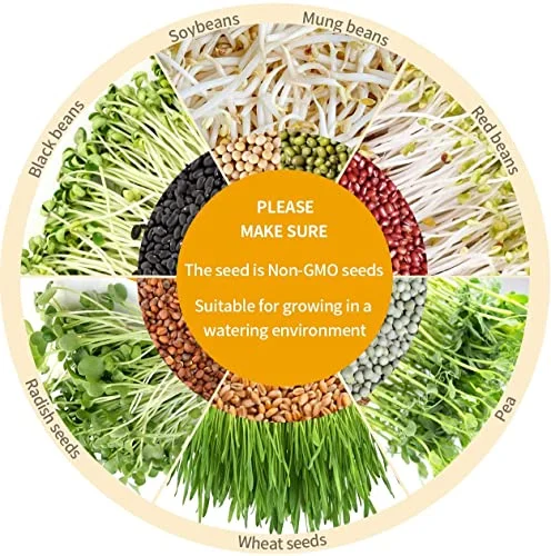 Bean Sprouts Machine, Seed Sprouter Kits, LED Display Time, Intelligent Automatic Bean Sprouts Maker, 2 Layers Function Large Capacity Seed Grow, Also for Radish, Alfalfa, Wheatgrass, Broccoli Sprouts