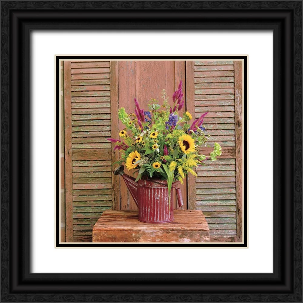 Hoover, Irvin 12x12 Black Ornate Wood Framed with Double Matting Museum Art Print Titled - Gardeners Bouquet