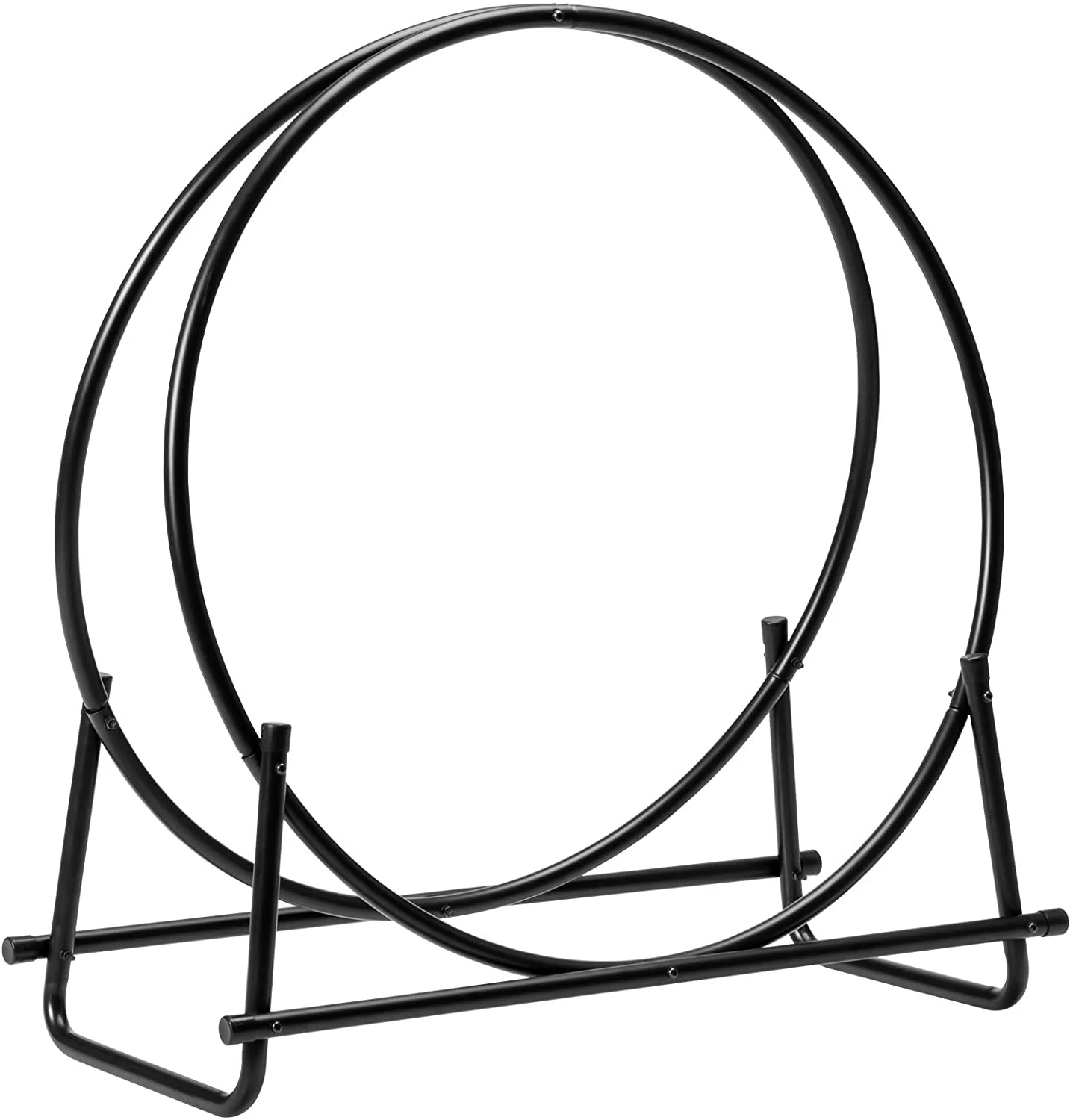 32.5 Inch Firewood Log Hoop, Tubular Steel Log Holder, Heavy Duty Wood Storage Rack for Outdoor & Indoor, Fireplace Pit