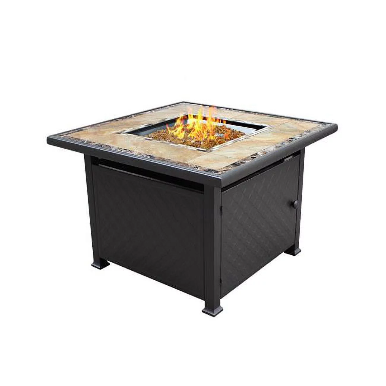 AZ Patio Heaters GFT-51030A Square Marble Tile Top Propane Fire Pit, Bronze - 28 x 40 x 40 in.