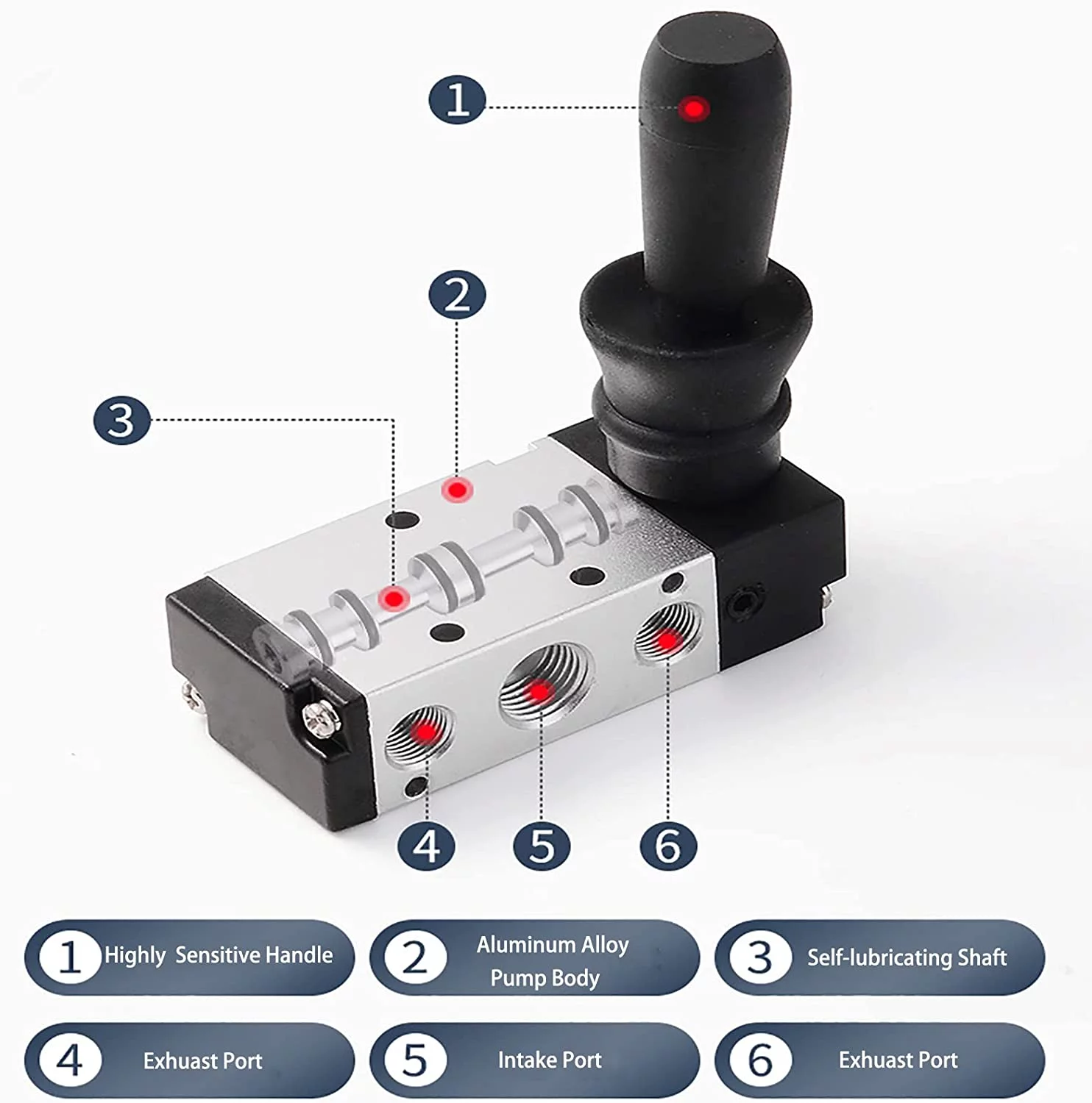 Pneumatic Solenoid Valve 5 Way 2 Postion Air Hand Lever Operated Valve Manual Control Push Pull Valves 4H210-08 (1/4