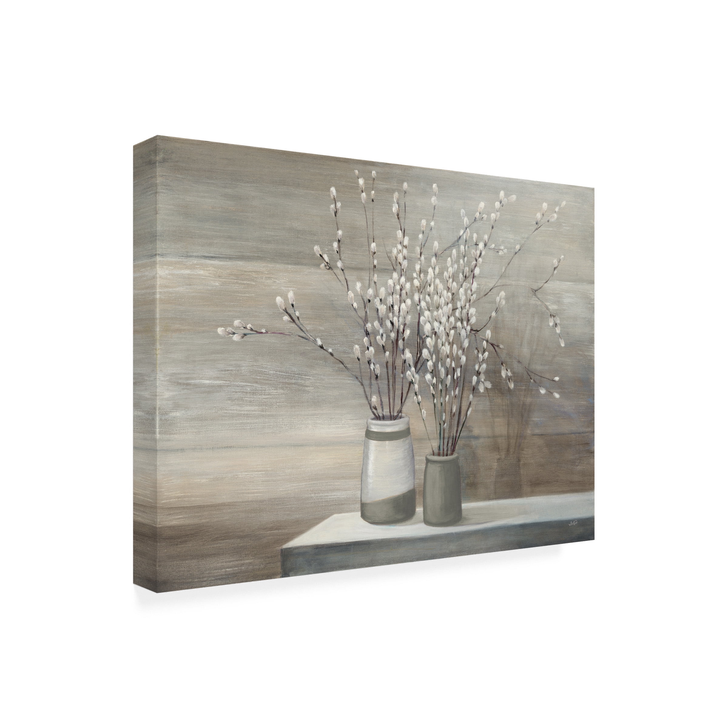Julia Purinton 'Pussy Willow Still Life Gray Pots' Outdoor Canvas