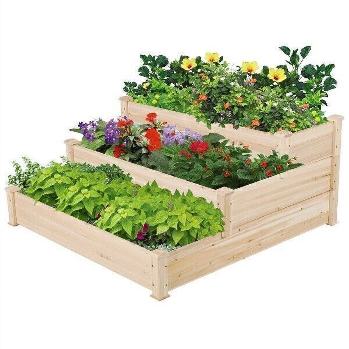 3 Tier Elevated Garden Raised Bed Vegetable Herb Grow Box Planter Yard