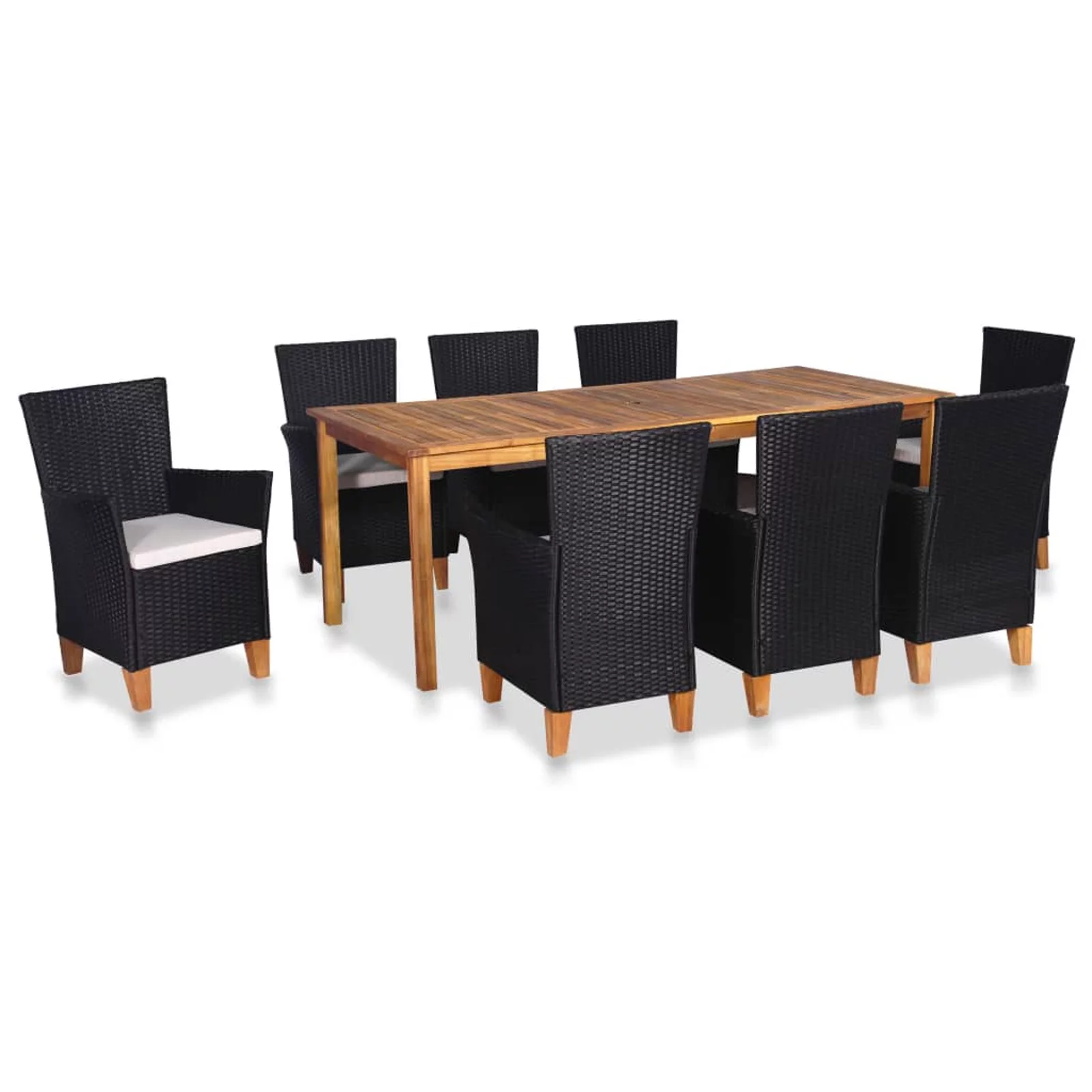 ametoys 9 Piece Patio Dining Set Poly Rattan Black and Brown