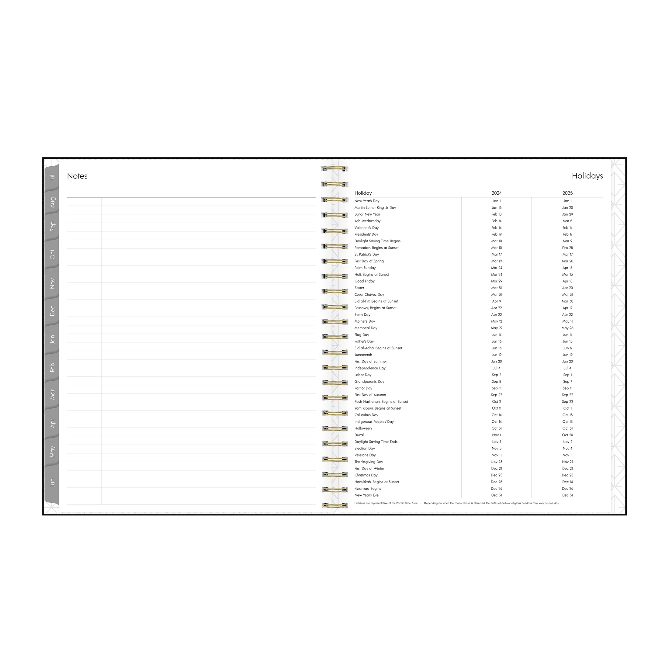 2024-25 Weekly Monthly Concealed Wire Planner, 8.5x11, by Blue Sky, Black