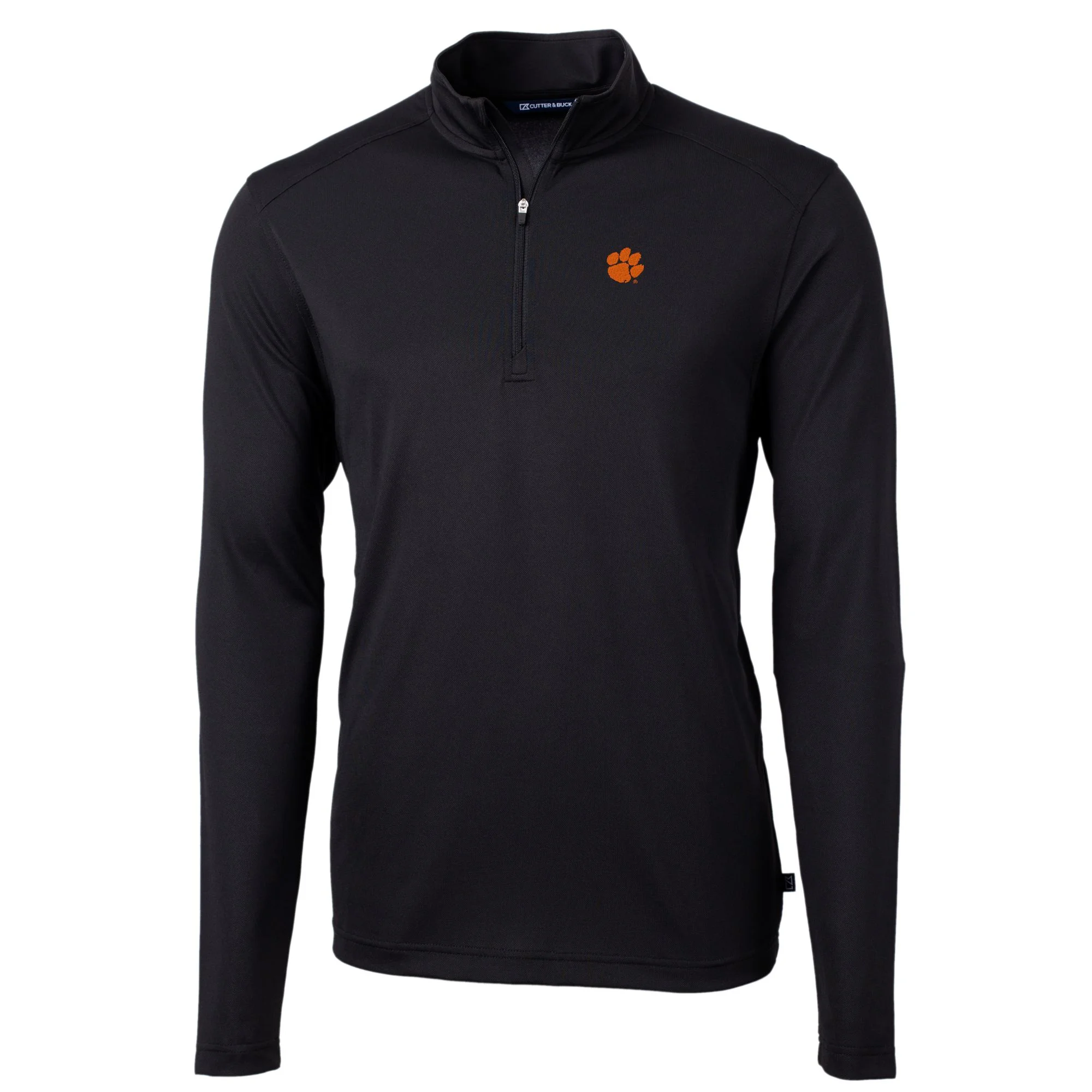 Men's Cutter & Buck Black Clemson Tigers Virtue Eco Pique Recycled Quarter-Zip Jacket