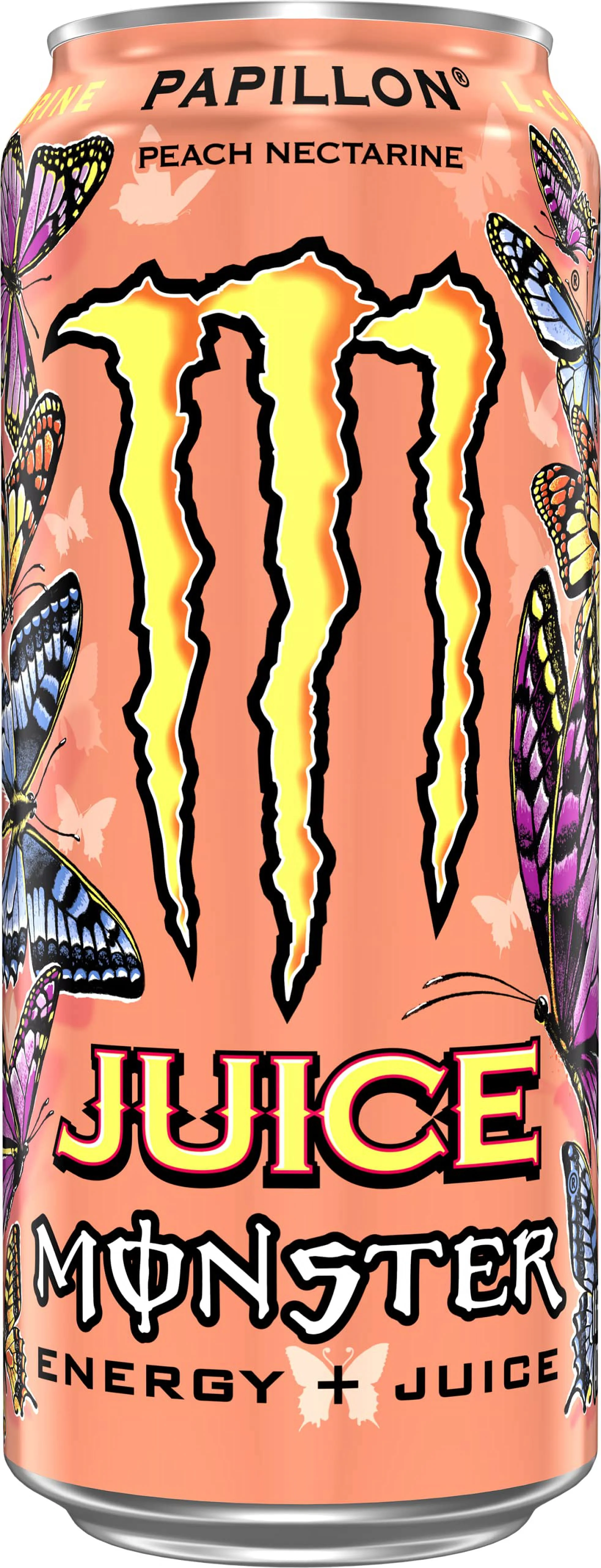 Monster Energy Juice Monster Papillon Peach Nectarine, Energy + Juice, Energy Drink, 16 Ounce (Pack Of 15)