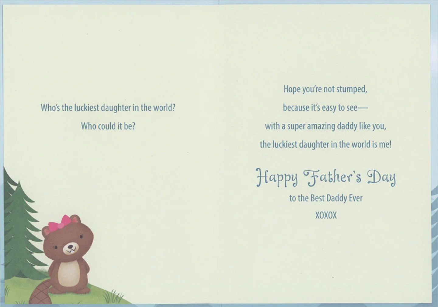 Designer Greetings Cute Beaver Standing Near Tree Stump with Heart Carving at Top Juvenile Daddy Father's Day Card from Daughter
