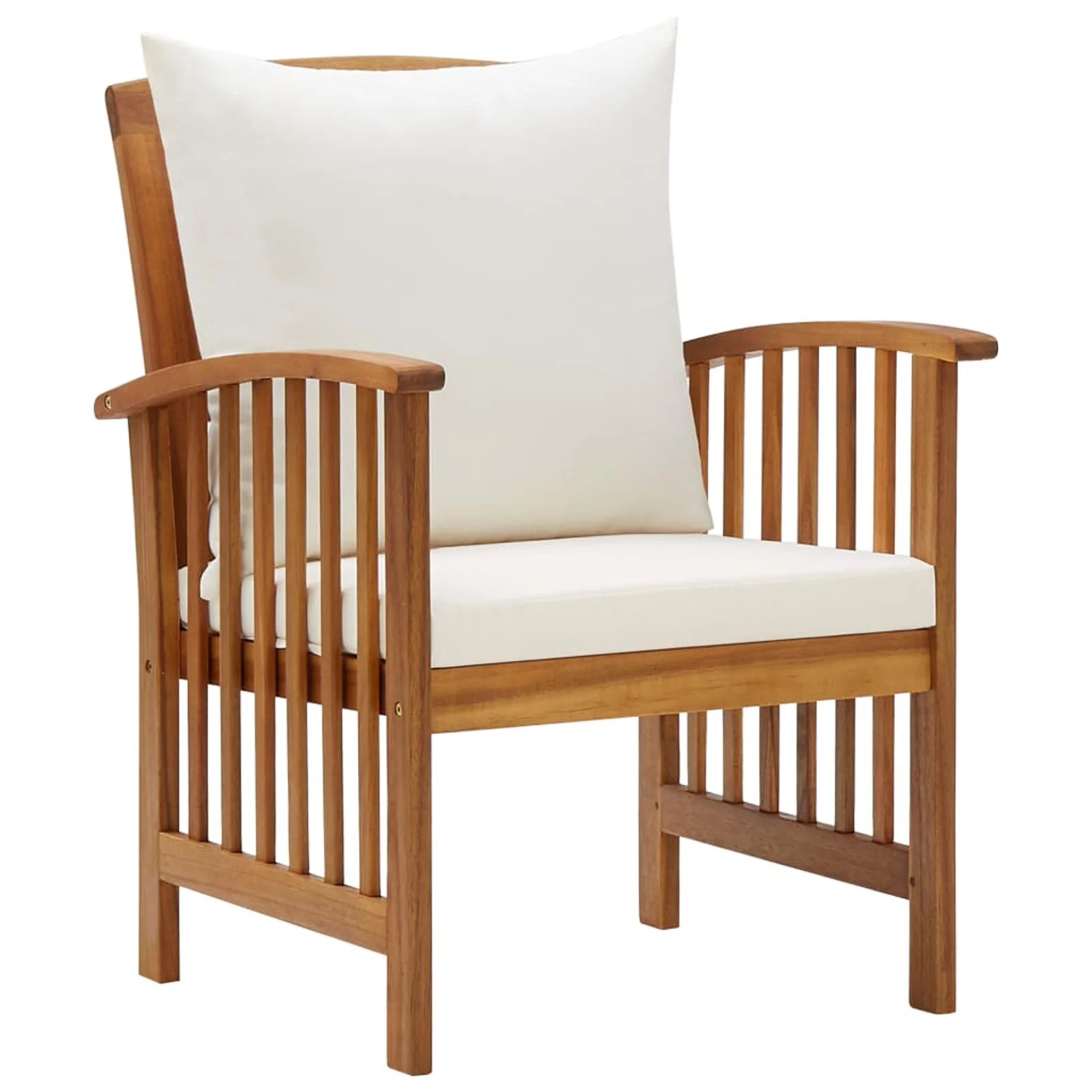 Dcenta 2 Piece Garden Chairs with Cushion and Pillow Acacia Wood Armchair for Patio, Terrace, Balcony, Backyard,  Furniture 23.2 x 26.4 x 32.7 Inches (W x D x H)