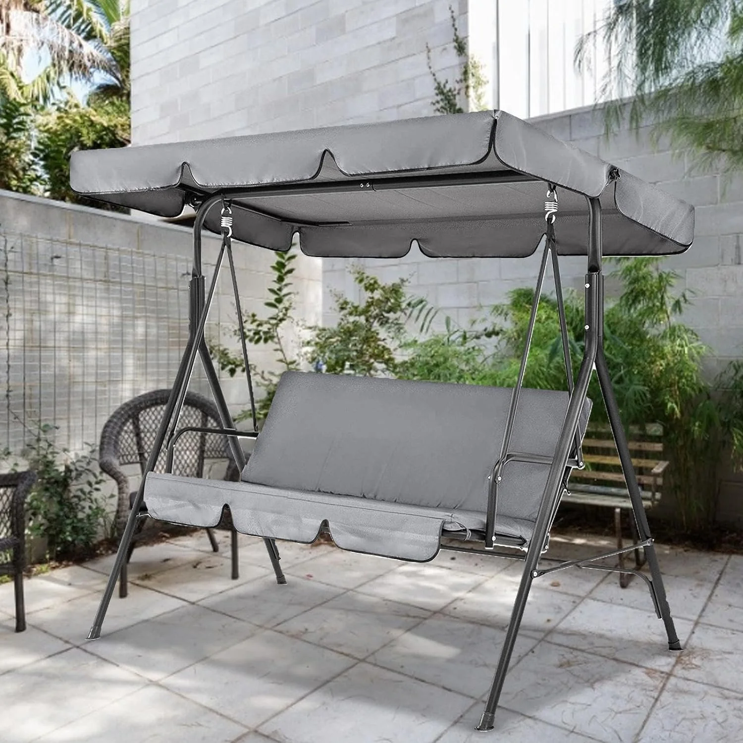 Generic Swing Canopy Replacement Outdoor Swing Seat Top Cover UV50 Sun Shade Patio Swing Cover for Outdoor,UV Resistant, Waterproof Polyester Patio Swing Cover