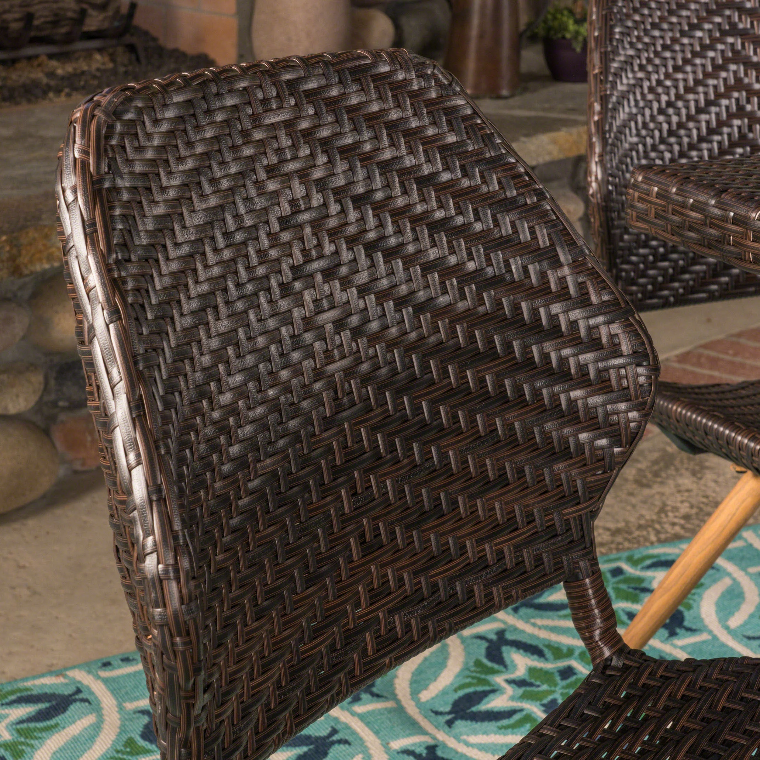 Brian Outdoor 7 Piece Wicker Dining Set, Multibrown