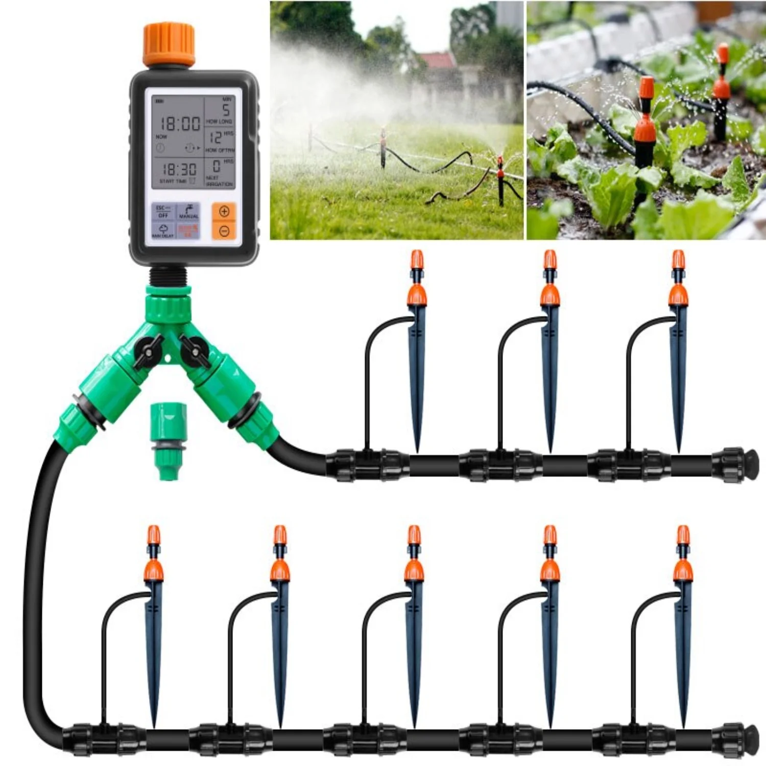 Automatic Electronic Watering Timer Controller with Digital Display for Garden Irrigation System - EU Plug Compatibility