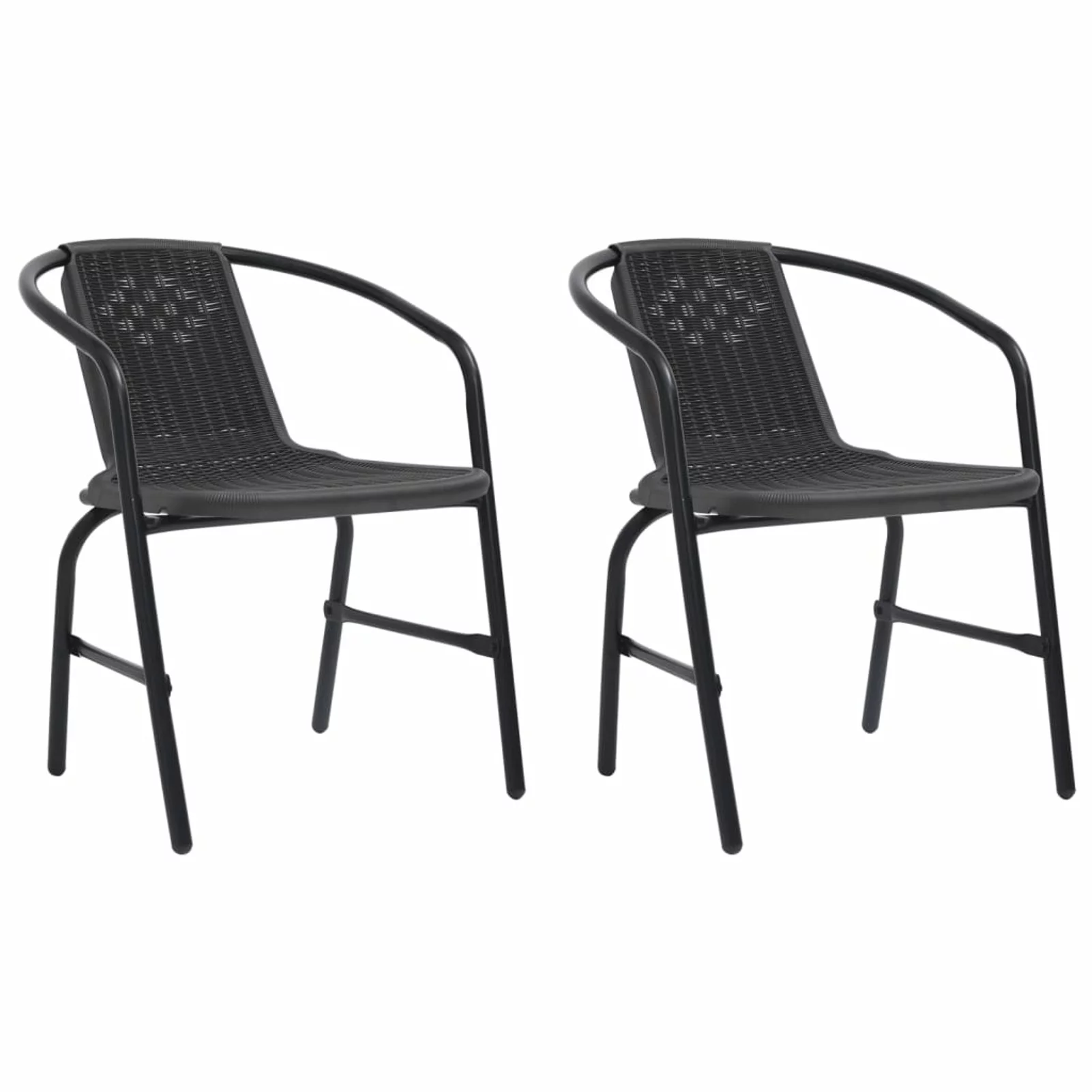 Anself 2 Piece Patio Chairs  Rattan and Steel  Dining Chair Set Black for Garden, Backyard, Poolside, Balcony,  Furniutre 24.4 x 21.7 x 29.1 Inches (W x D x H)
