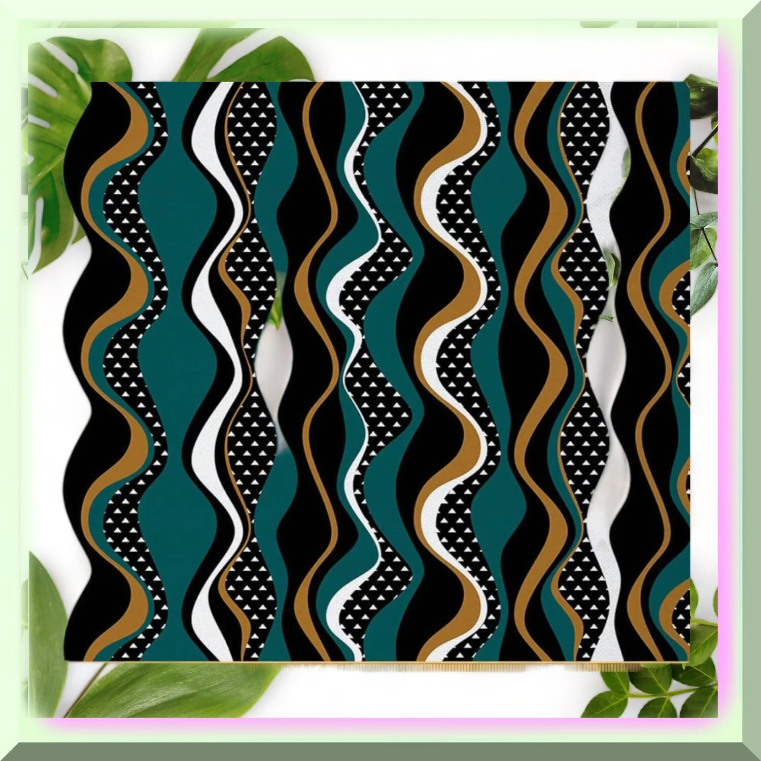 GeoPrinted Yardage - Abstract Vintage Striped Wavy Upholstery Fabric: Traditional Exotic Style for Chairs, Waterproof Outdoor Decor, 3 Yards