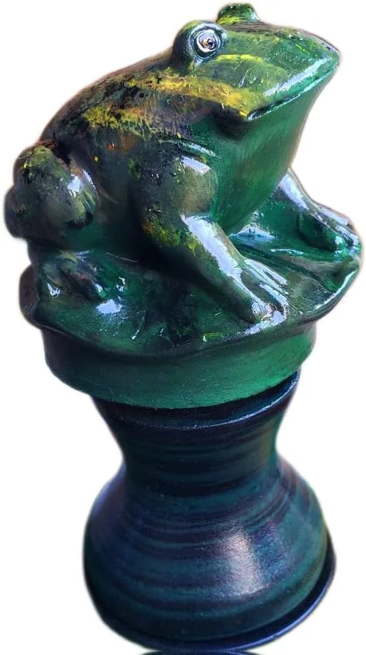 Decorative Steel Rolling Hose Guide, Heavy Duty, Hand Painted In USA, Frog Forest Green