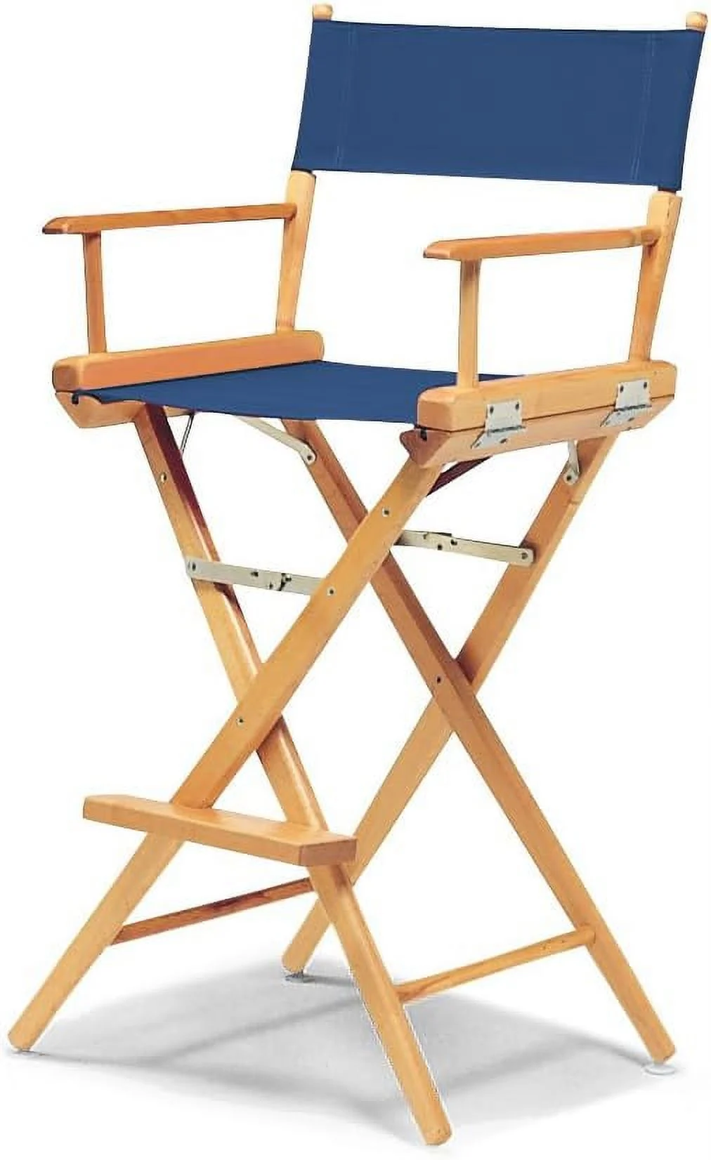World Famous Bar Height Director Chair, Blue with Varnish Frame
