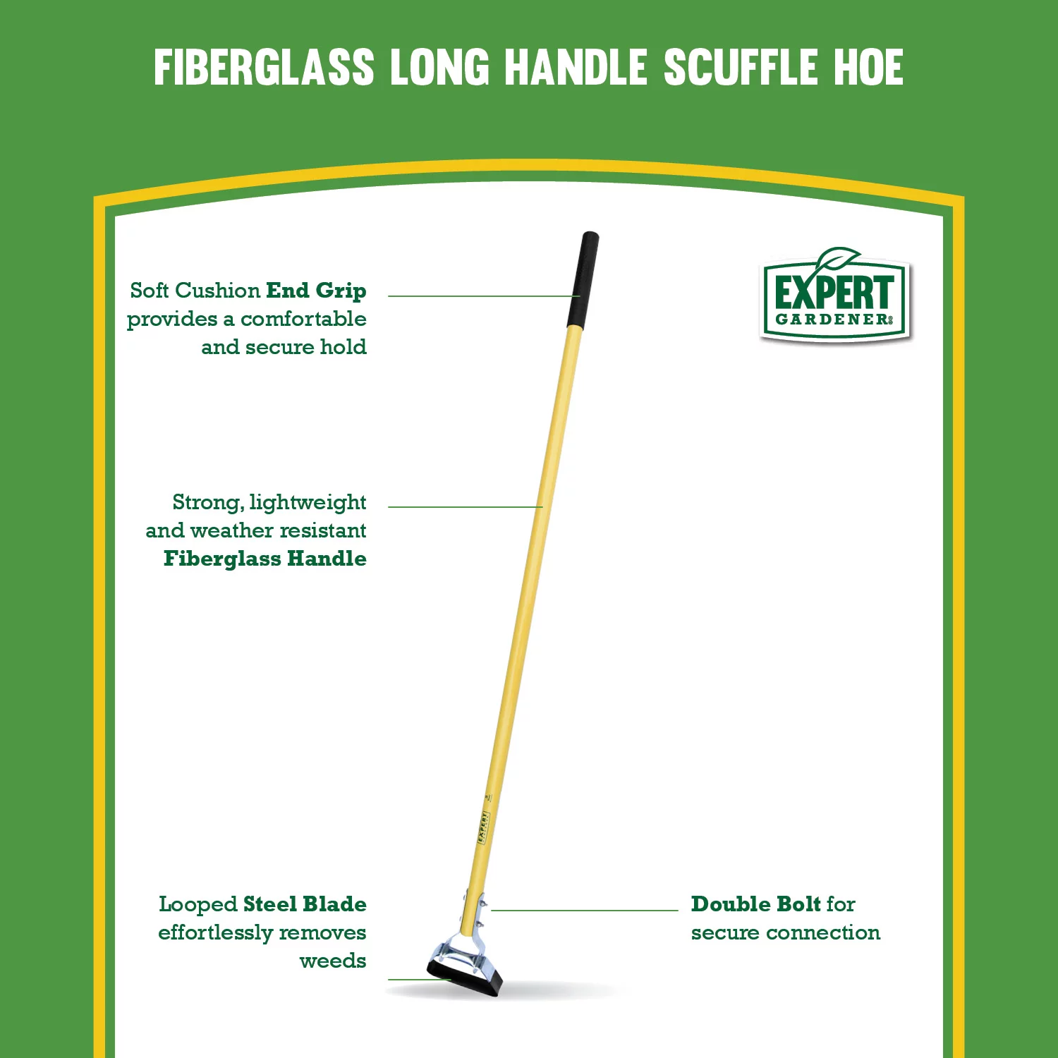 Expert Gardener Fiberglass Long Handle Scuffle Hoe