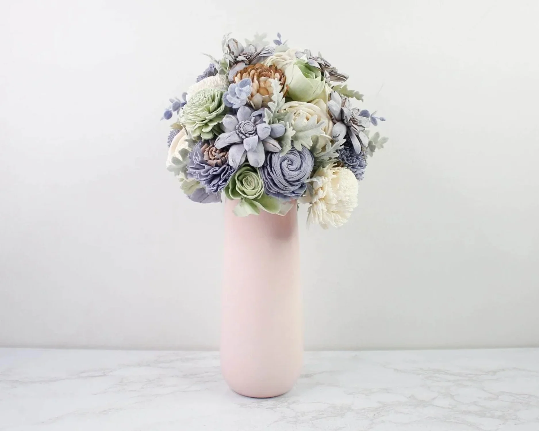 Raw Sola Wood Flowers - Centerpiece/Vase/Pot/Bouquet Fillers - -Faux Eucalyptus Spray (Purple)
