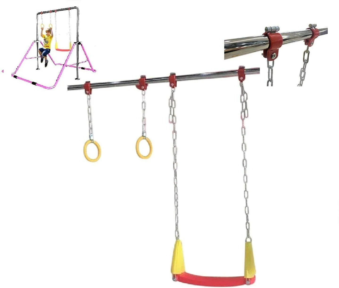 3-in-1 Kids Jungle Gym - Swing, Trapeze Rings, Playground Fun