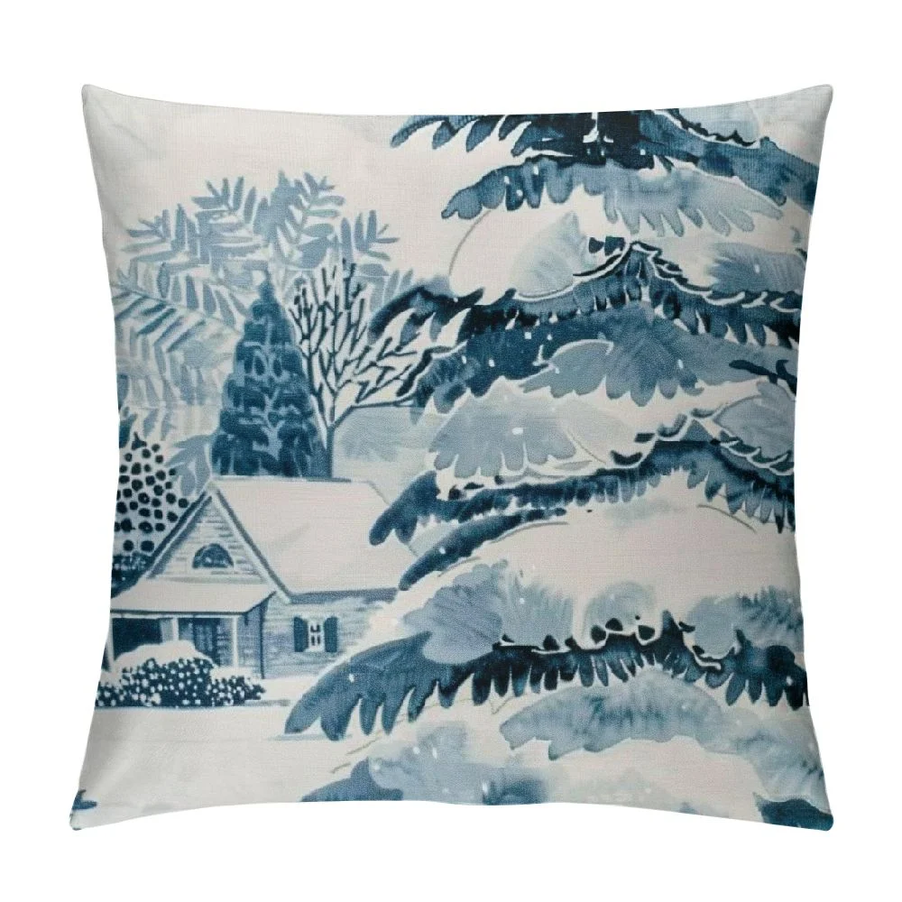 Akjvoe Throw Pillow Covers Christmas Pattern Spruce Branches Holiday Background in Watercolor for Living Room Decorative Pillow Covers White