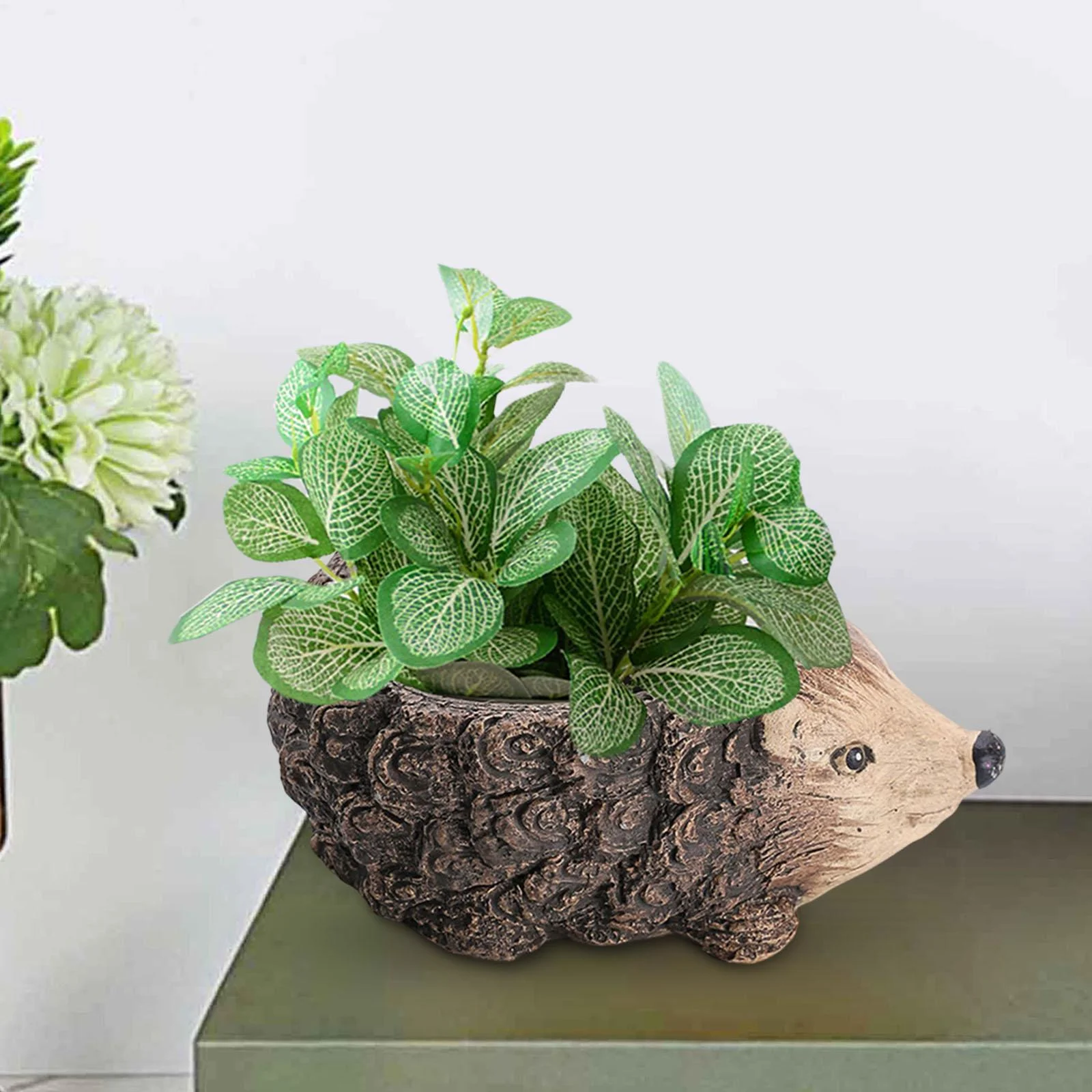CUTICATE Animal Planter Pot Animal Flower Pot Desktop Craft Art Creative Flowerpot Bonsai Pot for Bookshelf Gift Hotel Backyard Office Hedgehog