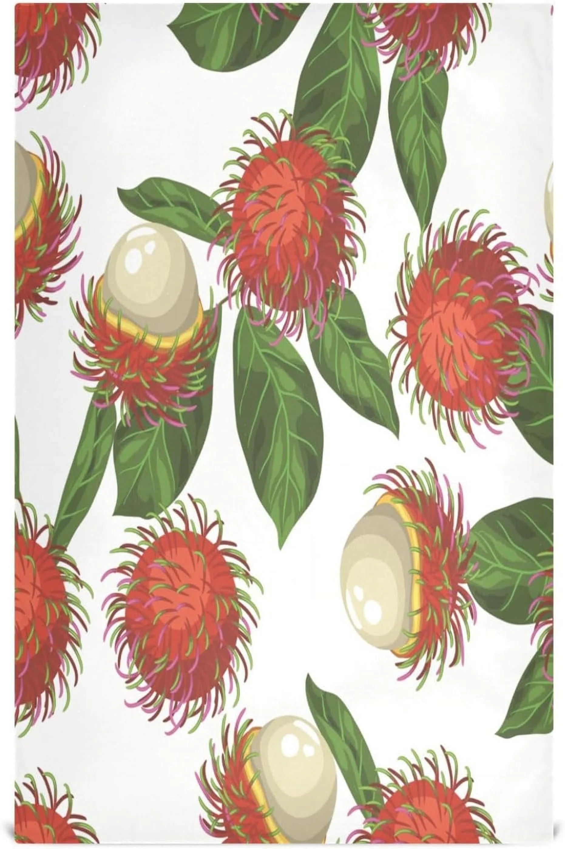 Soft Absorbent Reusable Kitchen Towels, Set of 4|28x18 in, Cartoon Rambutan Dining Kitchen Living Room Tea Towels Dish Towels Decorative Towels Washcloth Gift