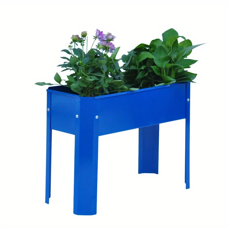 Elevated Garden Bed Metal Elevated Outdoor Flowerpot Box Suitable for Backyard and Terrace Large Flowerpot Suitable for Vegetable and Flower(Blue*2