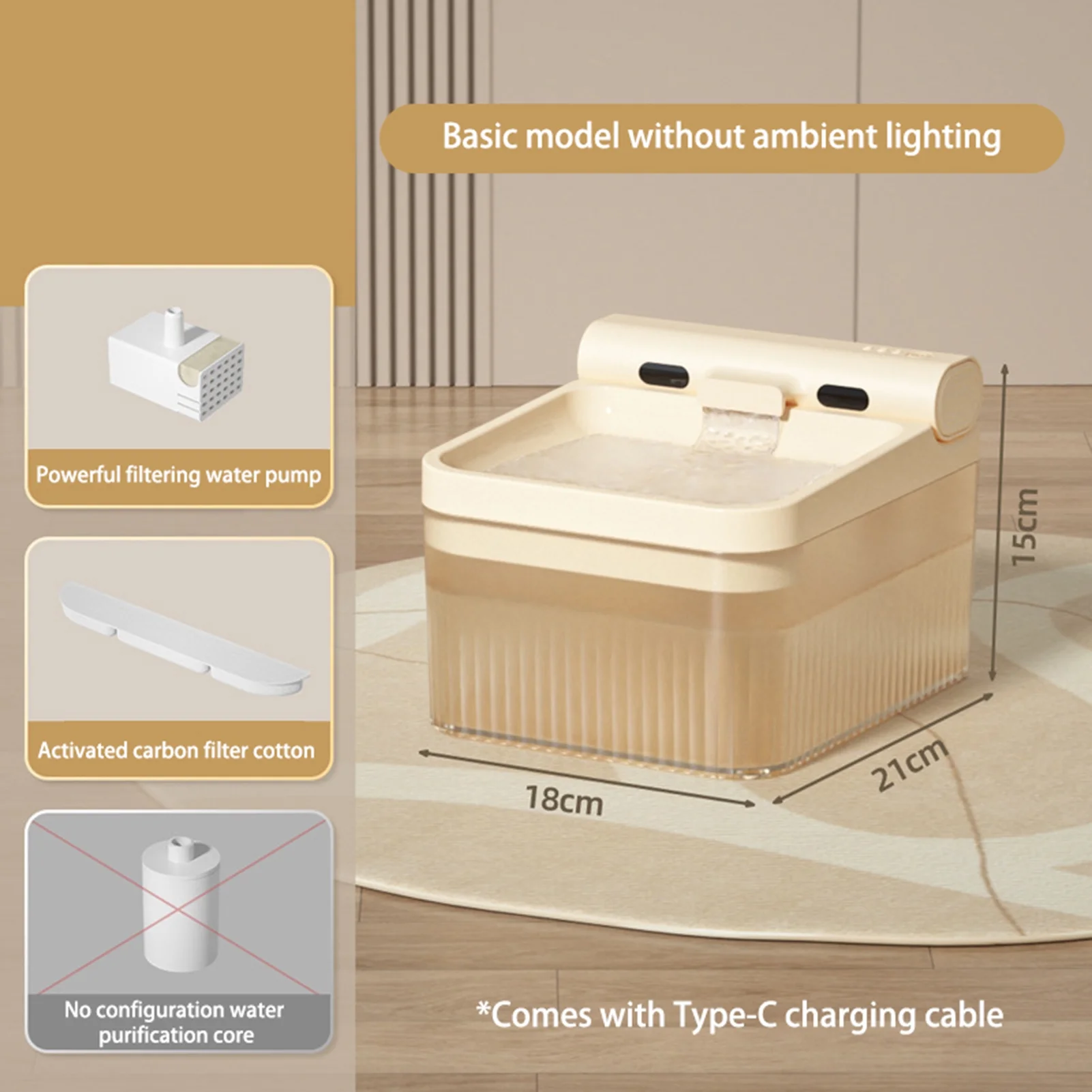 Walmeck Cat Water Fountain 4L Battery Operated Automatic Feeder Filter Chip, Water Purification Core - Ideal for Dogs and Cats