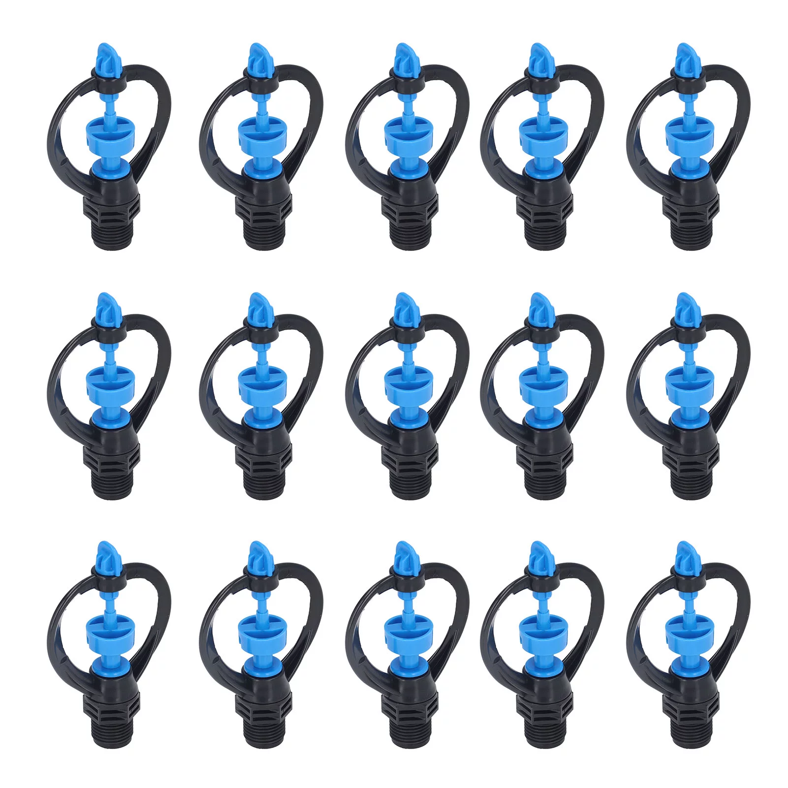 DEWIN 15Pcs Lawn Sprinkler Nozzle,G1/2 External Thread 360° Automatic Rotation Mid Range for Lawn Garden Watering Irrigation(Wheel Sprinkler)