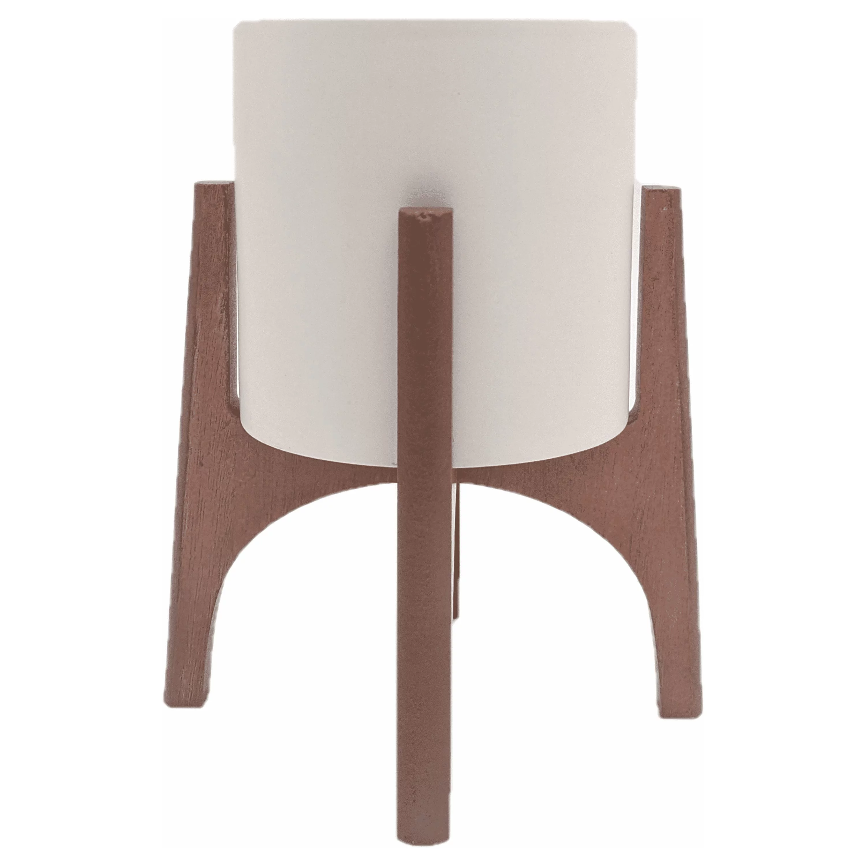 Mainstays  White Ceramic Pot with Wood Stand, 4.25