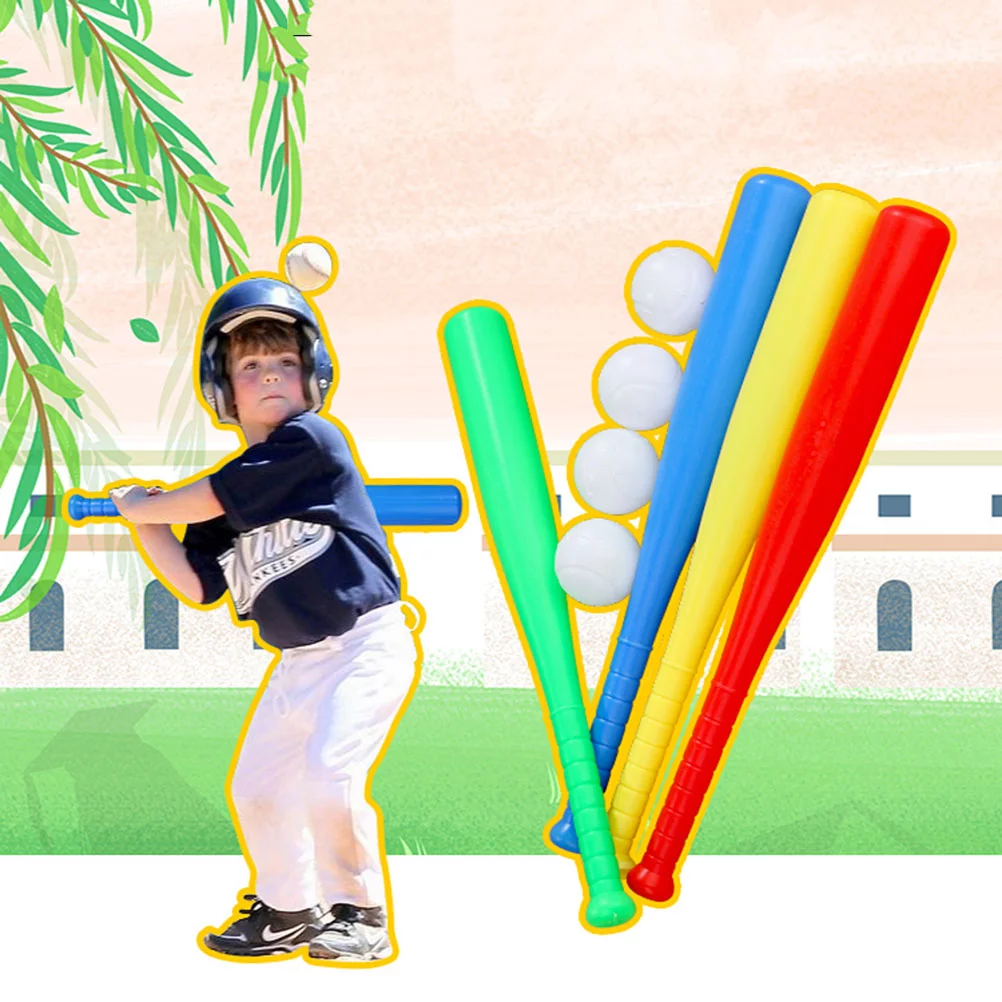 BESTONZON 1 Set Plastic Baseball Set Best Sports Baseball Set Toy Kit Educational Toys for Toddlers (Random Color, 3pcs Bats+3pcs Baseballs )