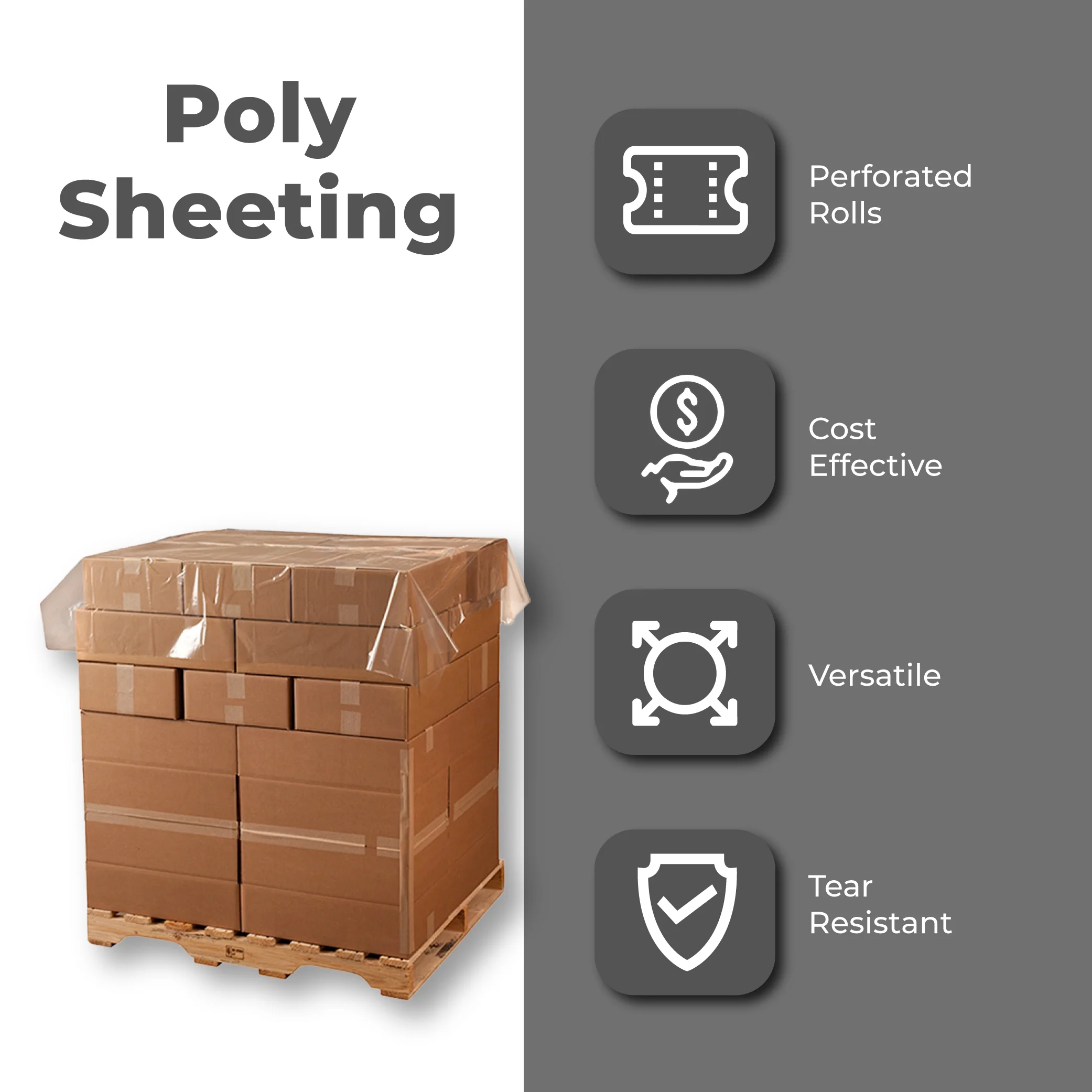 Plastic Pallet Top Sheets 36 x 96 Clear 150 Sheets/Roll 1.5 Mil Thick [Perforated Rolls]