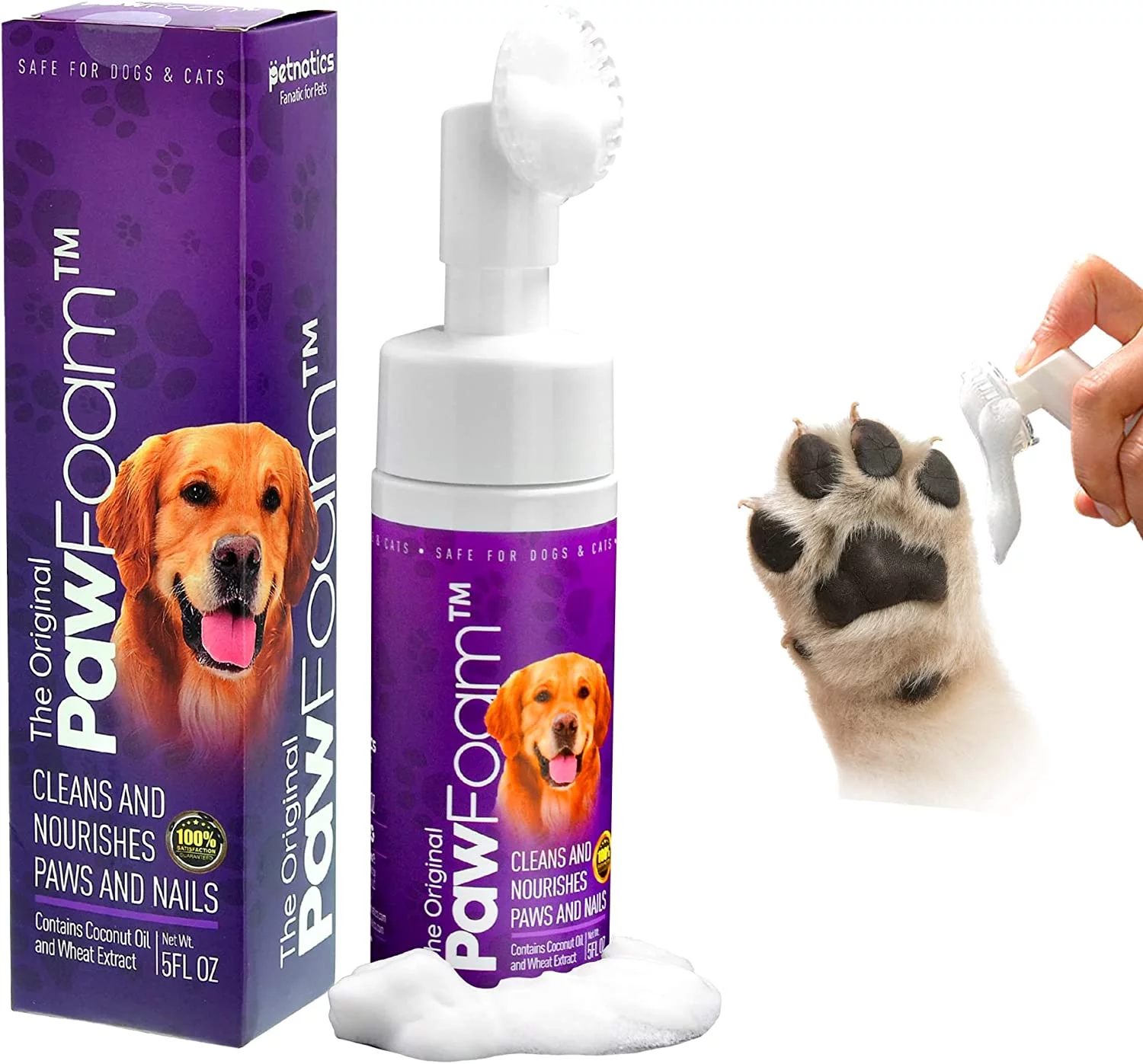 Petnatics Pet Paw Cleaner for Dogs and Cats - PawFoam Pet Paw Cleaner Foam to Clean, Moisturize, Soften and Protect Paws