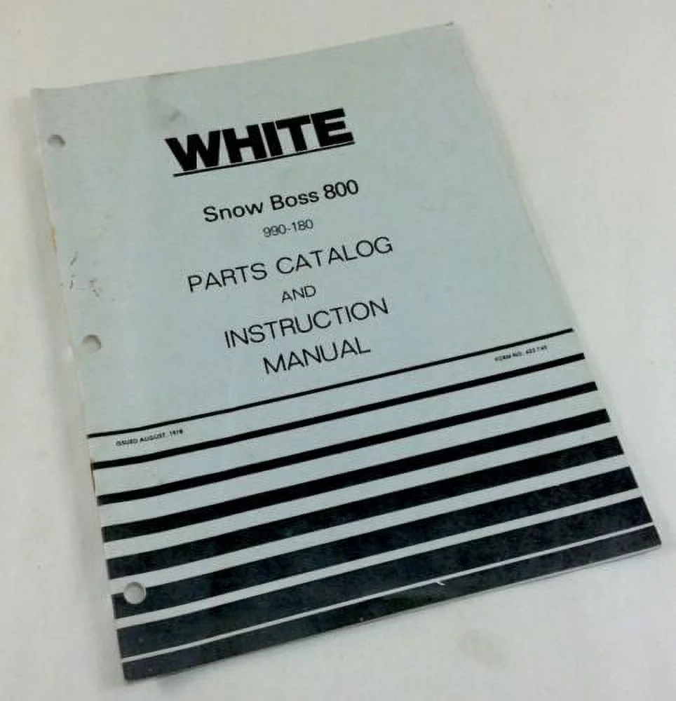 White Snow Boss 800 Snow Thrower Parts Catalog Instruction Operators Manual