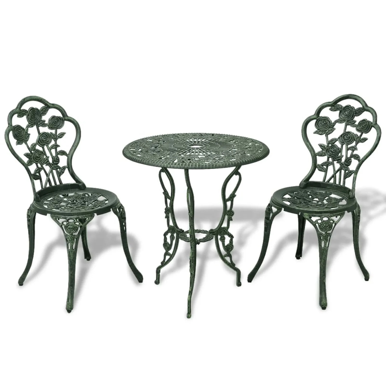 walmeck 3 Piece Bistro Set Cast Aluminum Green