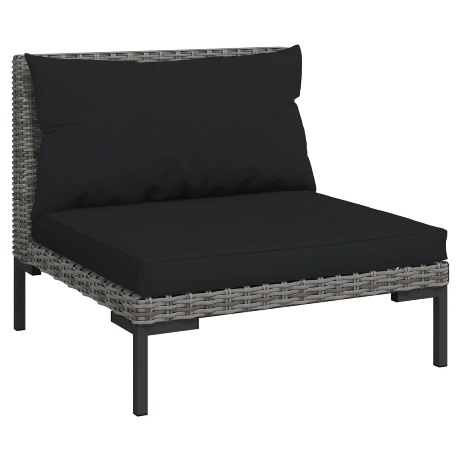 ametoys 7 Piece Patio Set with Cushions Poly Rattan Dark Gray