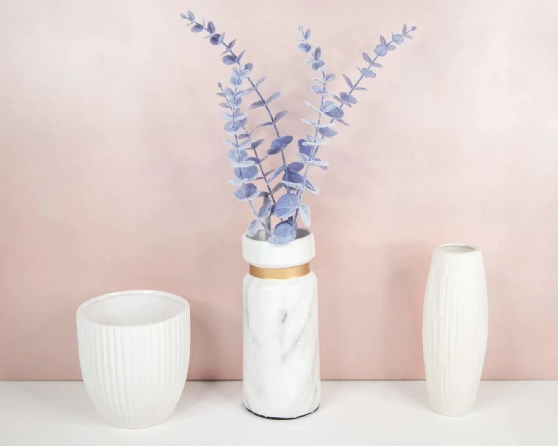 Raw Sola Wood Flowers - Centerpiece/Vase/Pot/Bouquet Fillers - -Faux Eucalyptus Spray (Purple)