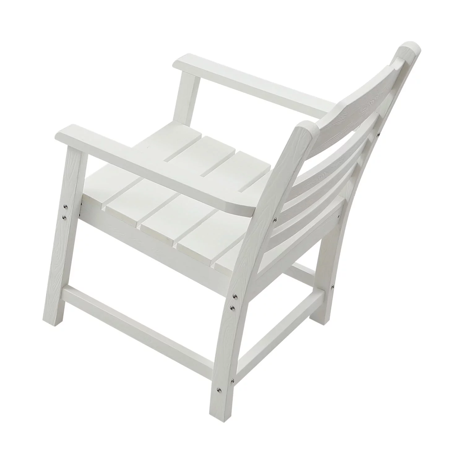 Patio Dining Chair with Armset Set of 2  Pure White with Imitation Wood Grain Wexture HIPS Material